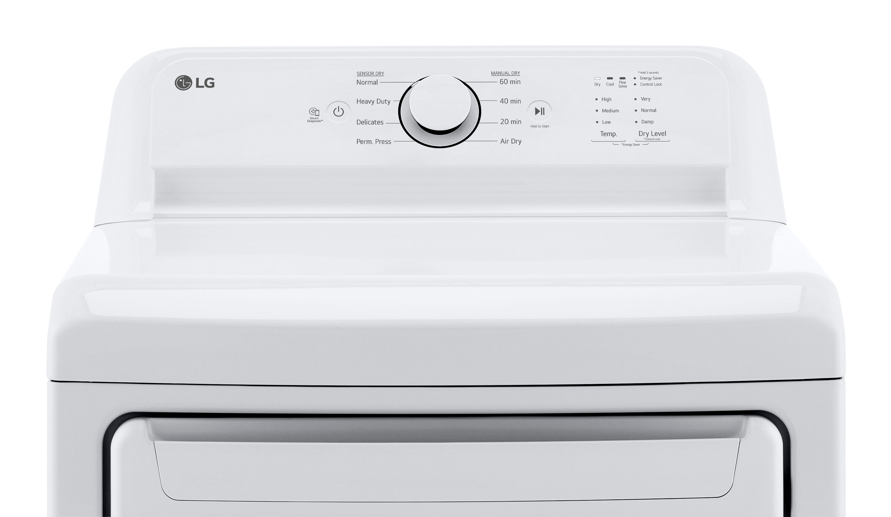 Secadora eléctrica de 7.3 pies cúbicos con ventilación (blanco) certificada Energy Star DLE6100W de LG.