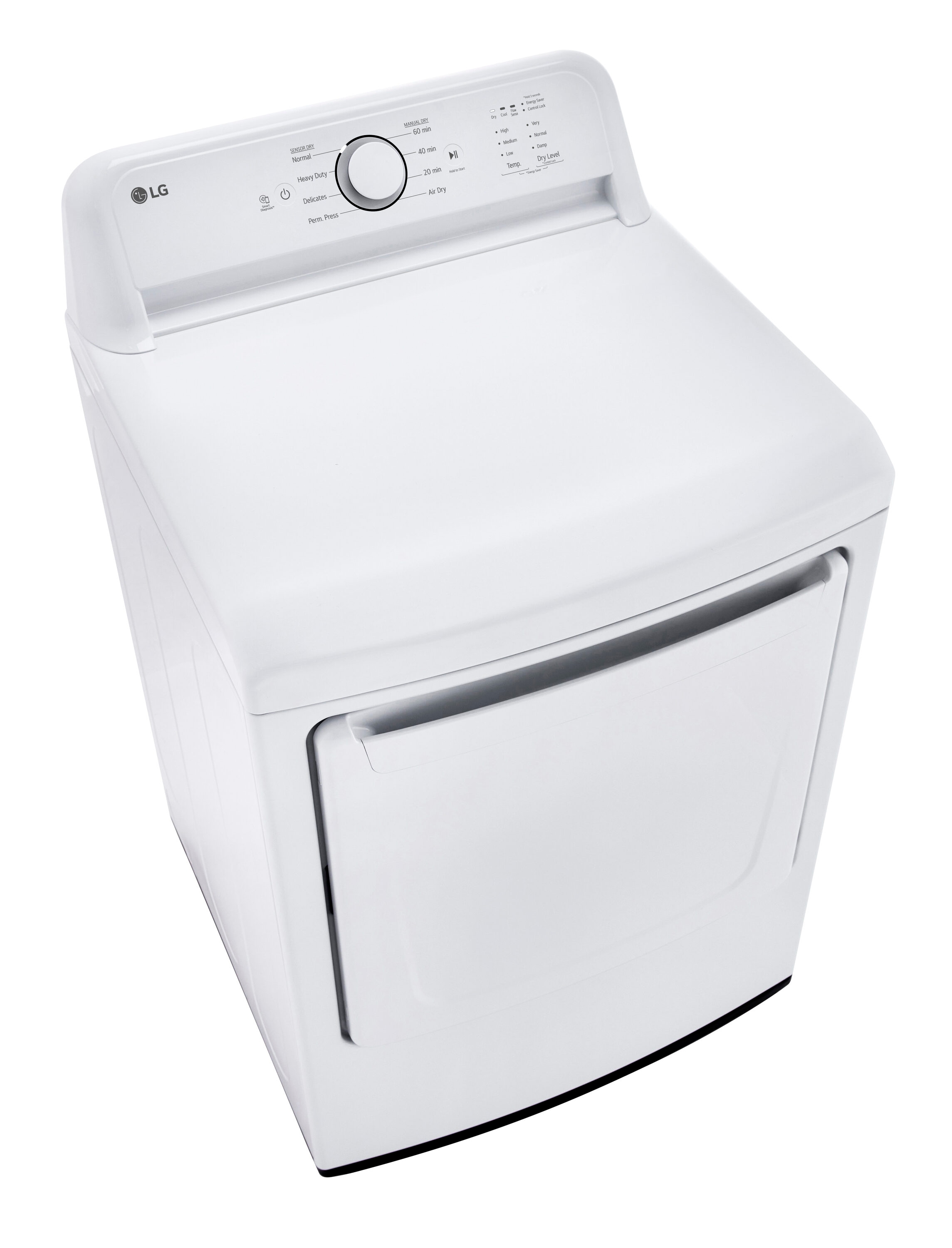 Secadora eléctrica de 7.3 pies cúbicos con ventilación (blanco) certificada Energy Star DLE6100W de LG.