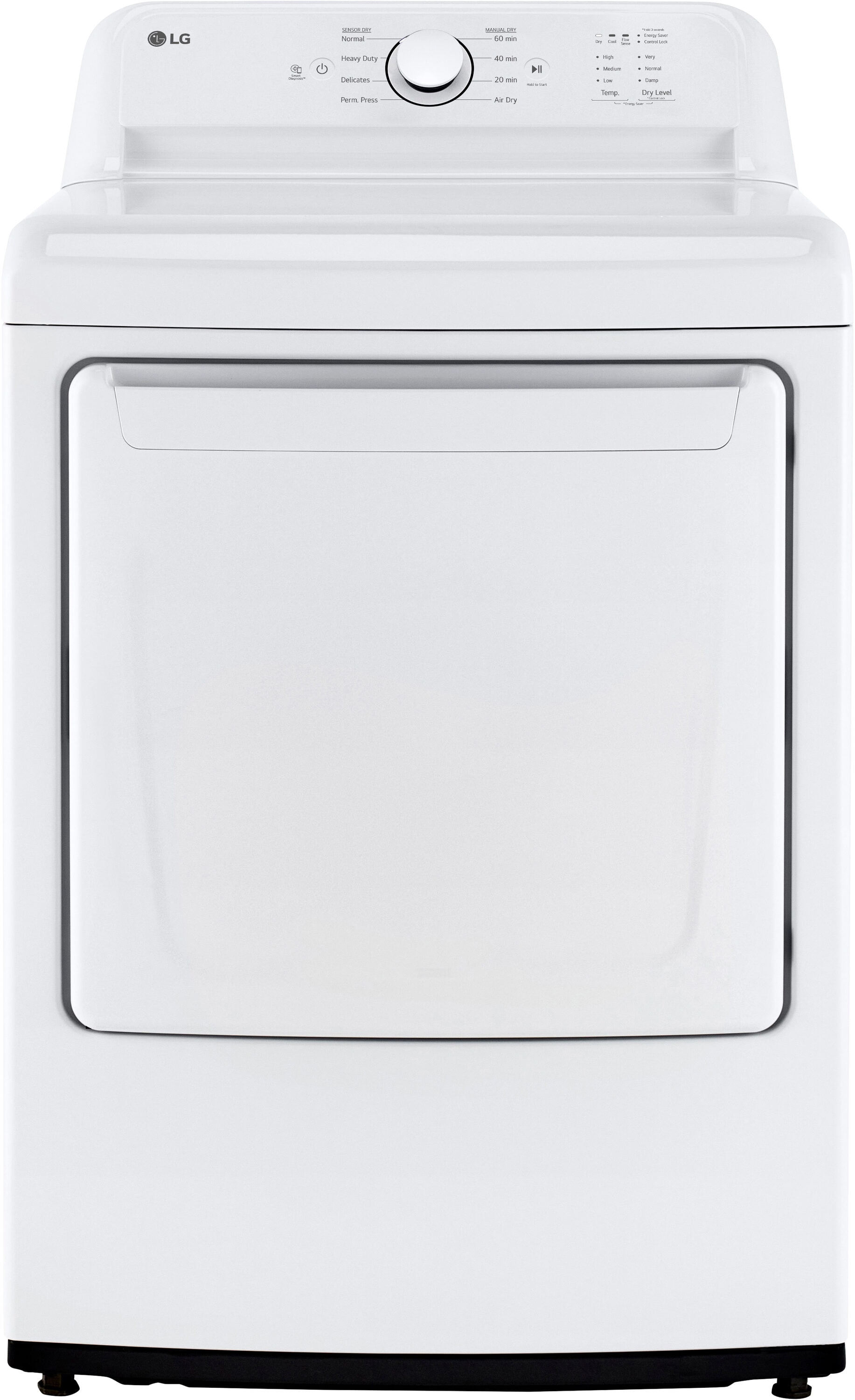 Secadora eléctrica de 7.3 pies cúbicos con ventilación (blanco) certificada Energy Star DLE6100W de LG.