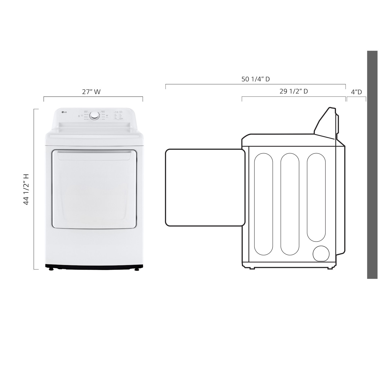 Secadora eléctrica de 7.3 pies cúbicos con ventilación (blanco) certificada Energy Star DLE6100W de LG.