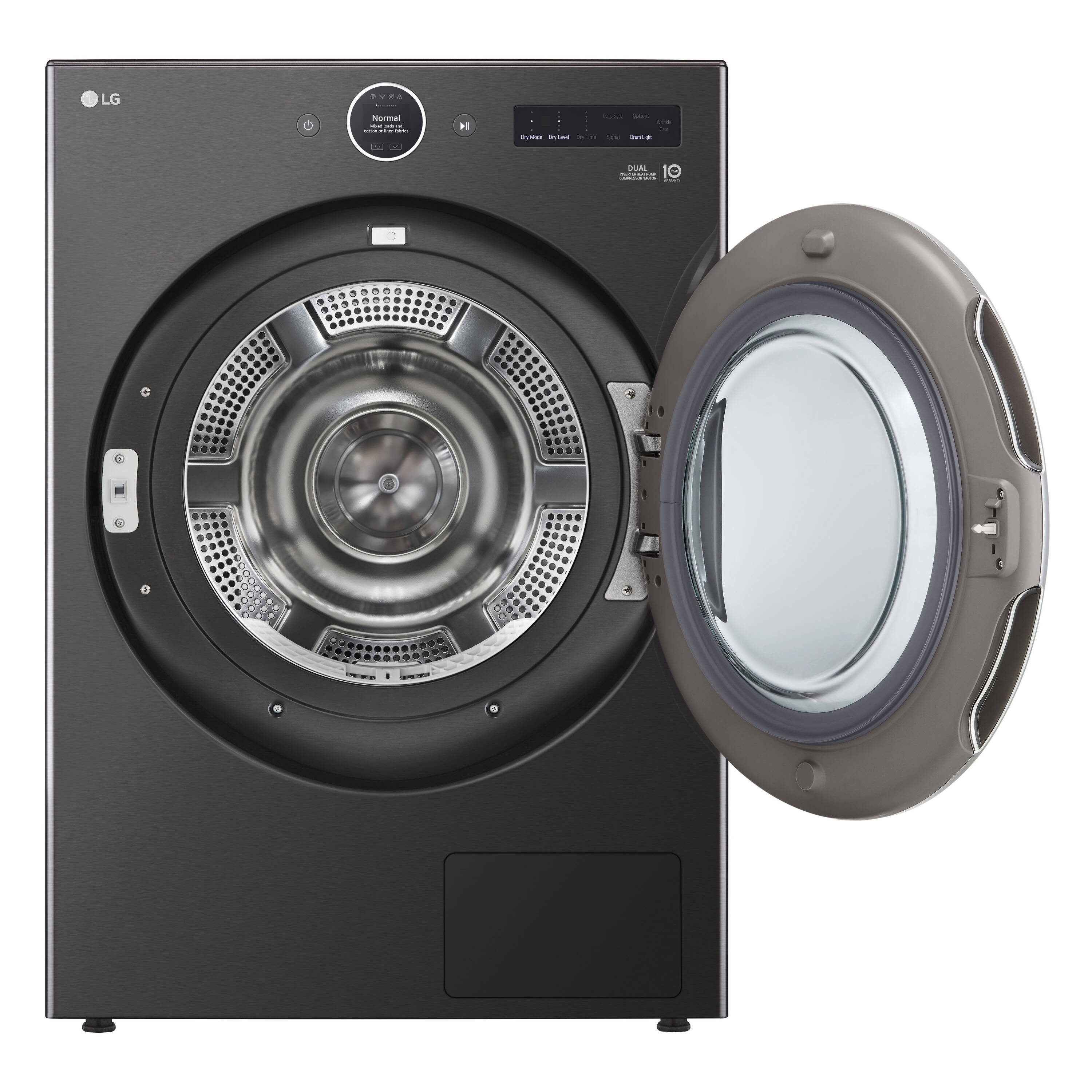 Secadora eléctrica apilable LG de 7.8 pies cúbicos sin ventilación con bomba de calor (Acero Negro) Certificada por Energy Star DLHC5502B