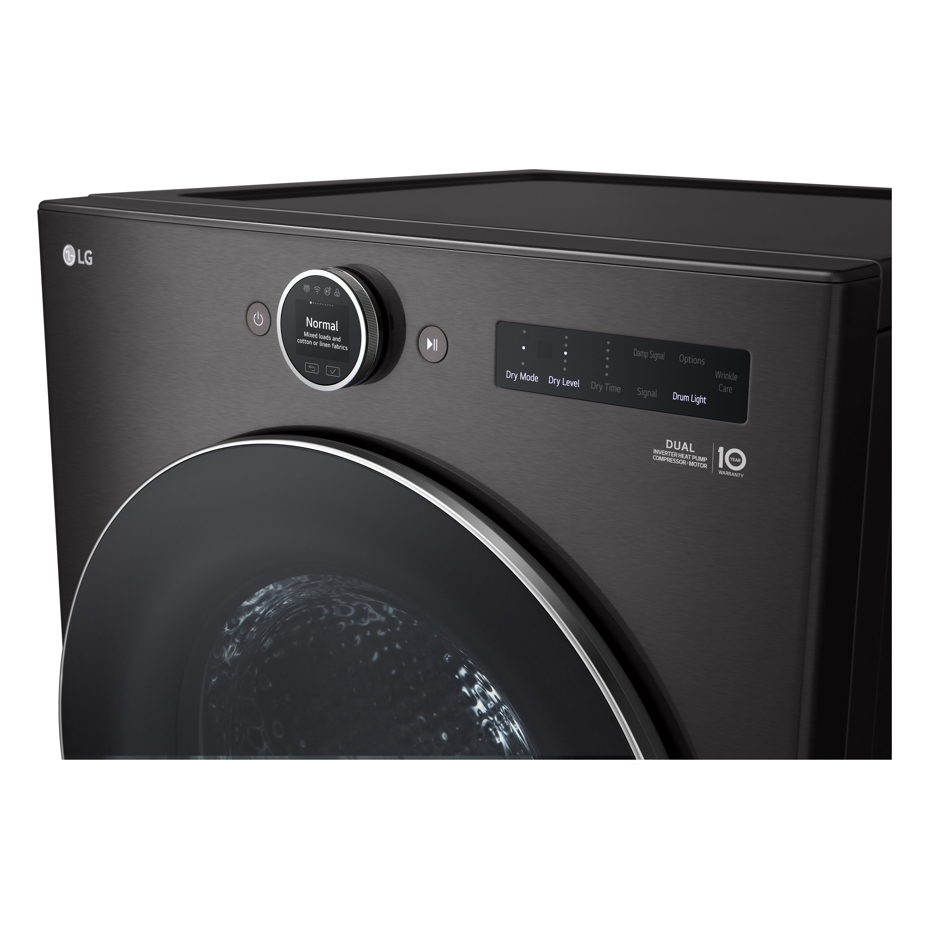 Secadora eléctrica apilable LG de 7.8 pies cúbicos sin ventilación con bomba de calor (Acero Negro) Certificada por Energy Star DLHC5502B