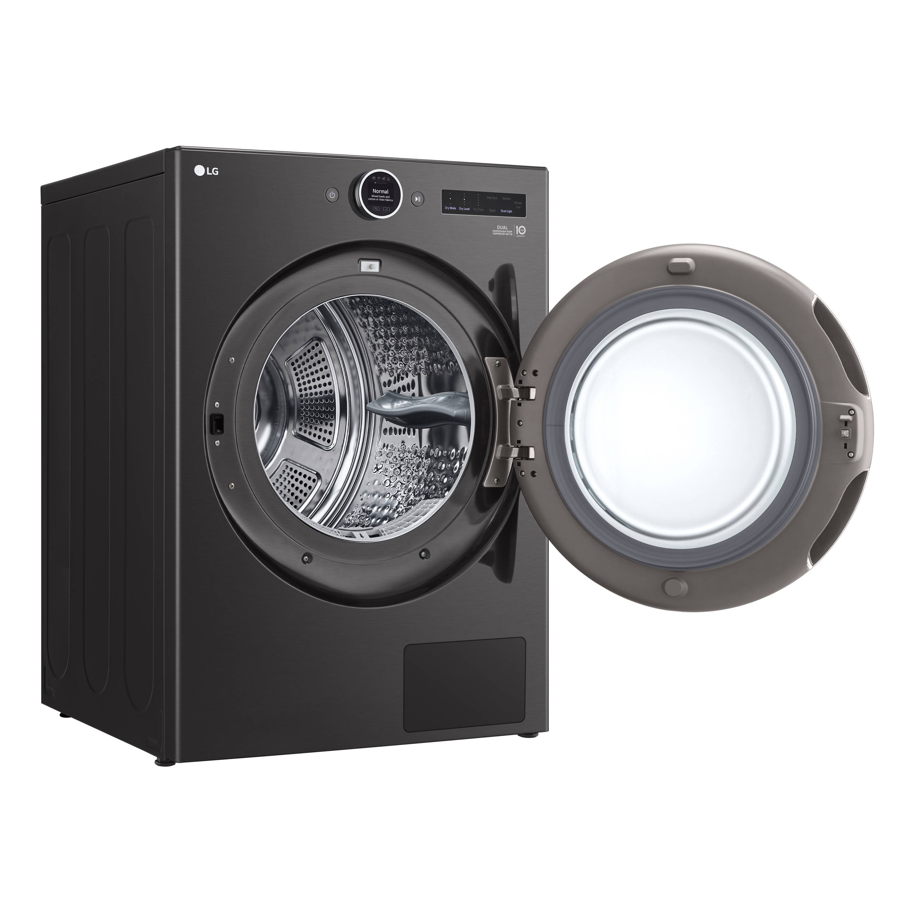 Secadora eléctrica apilable LG de 7.8 pies cúbicos sin ventilación con bomba de calor (Acero Negro) Certificada por Energy Star DLHC5502B
