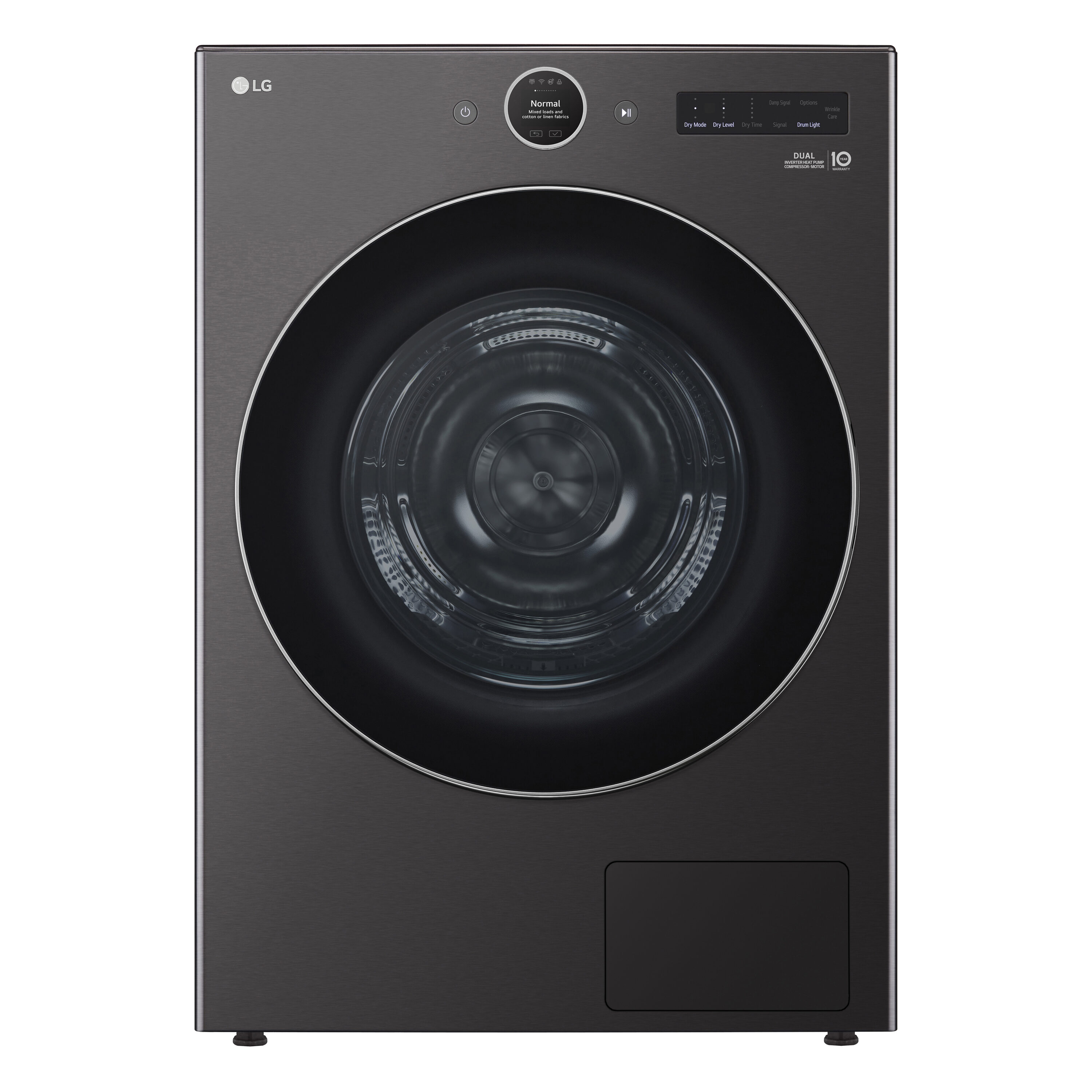 Secadora eléctrica apilable LG de 7.8 pies cúbicos sin ventilación con bomba de calor (Acero Negro) Certificada por Energy Star DLHC5502B