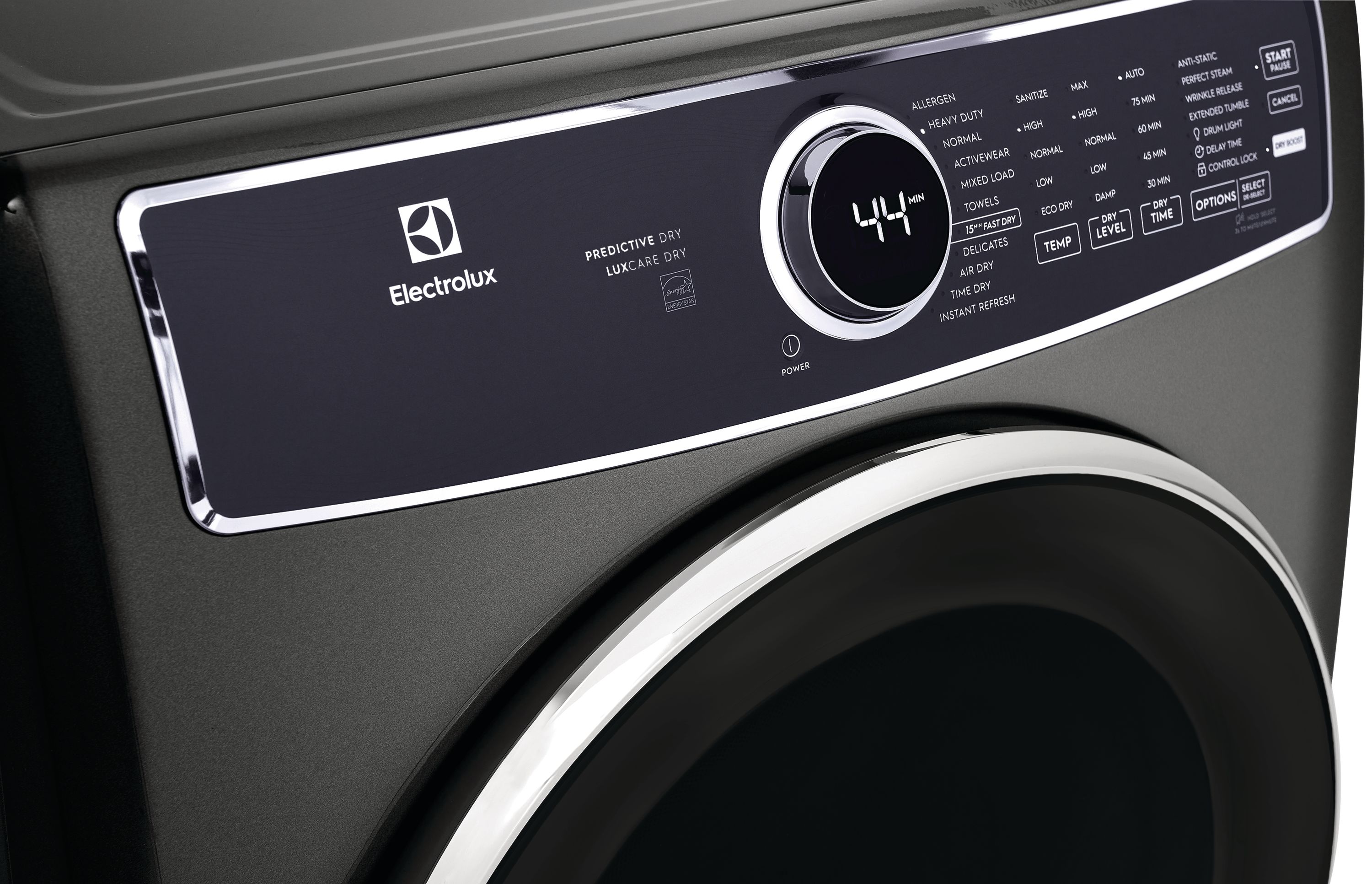 Secadora a gas apilable con ciclo de vapor y tecnología Predictive Dry y Instant Refresh de Electrolux de 8 pies cúbicos (Titanio) con certificación Energy Star ELFG7637AT