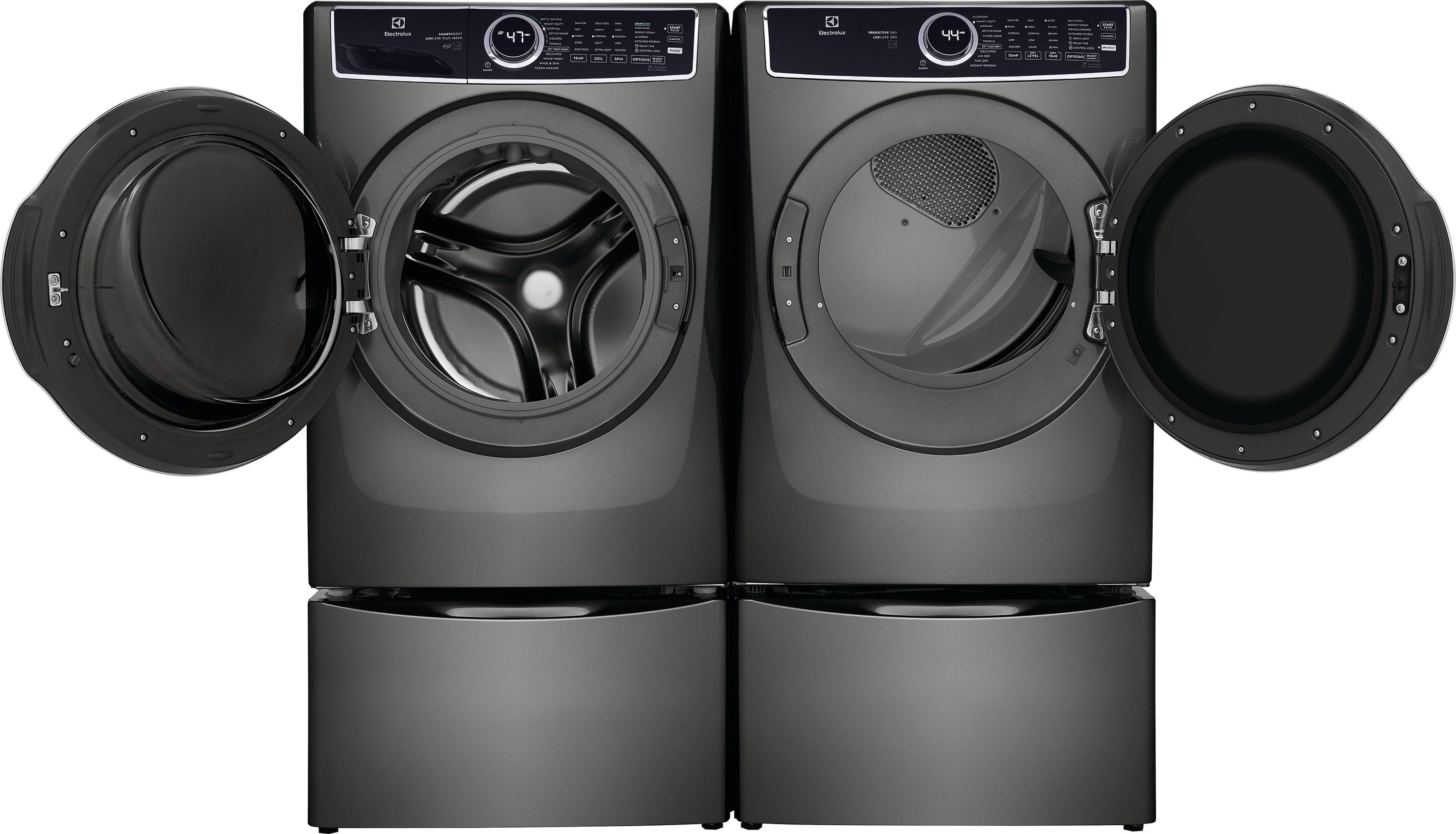 Secadora a gas apilable con ciclo de vapor y tecnología Predictive Dry y Instant Refresh de Electrolux de 8 pies cúbicos (Titanio) con certificación Energy Star ELFG7637AT
