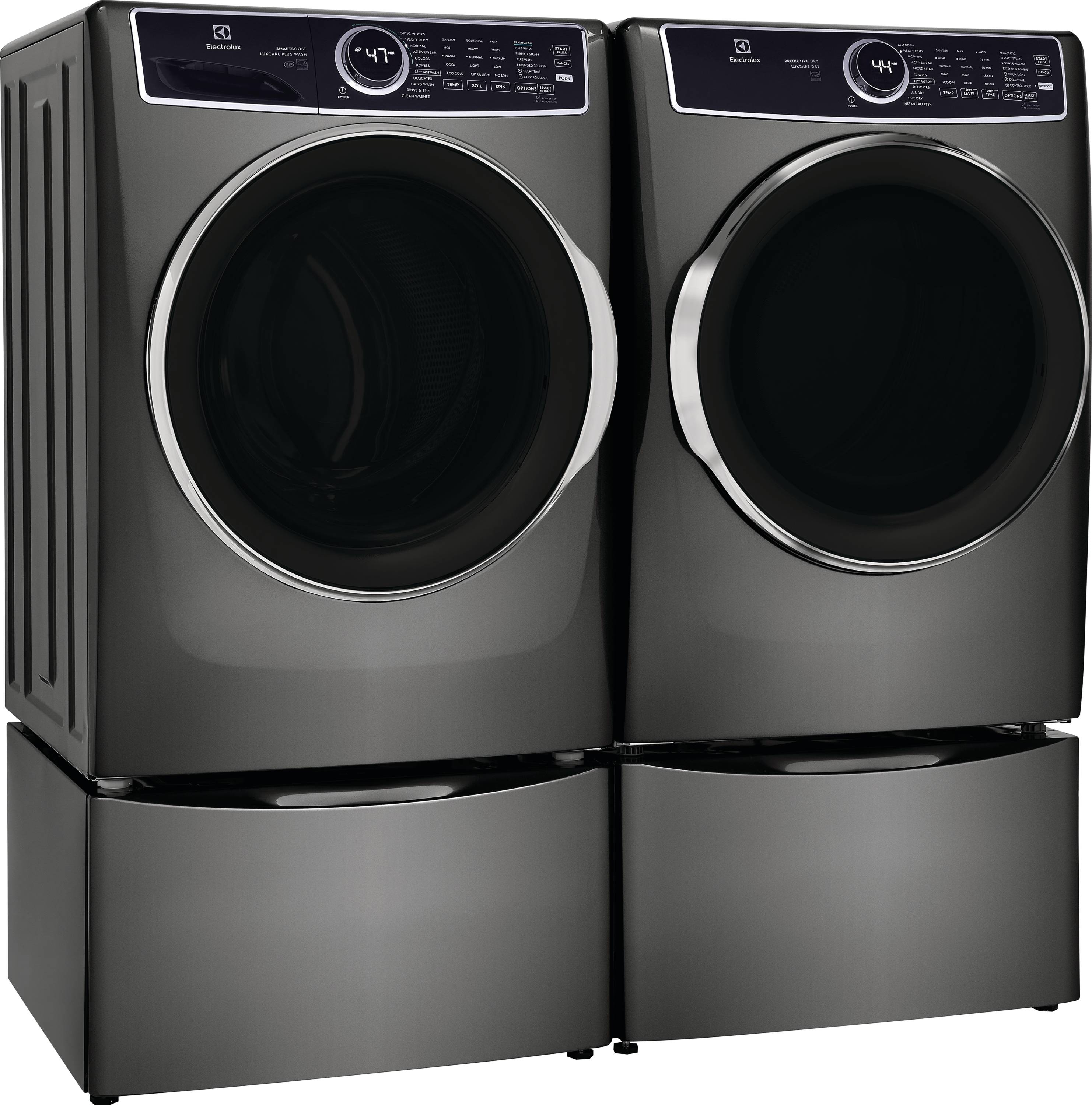 Secadora a gas apilable con ciclo de vapor y tecnología Predictive Dry y Instant Refresh de Electrolux de 8 pies cúbicos (Titanio) con certificación Energy Star ELFG7637AT
