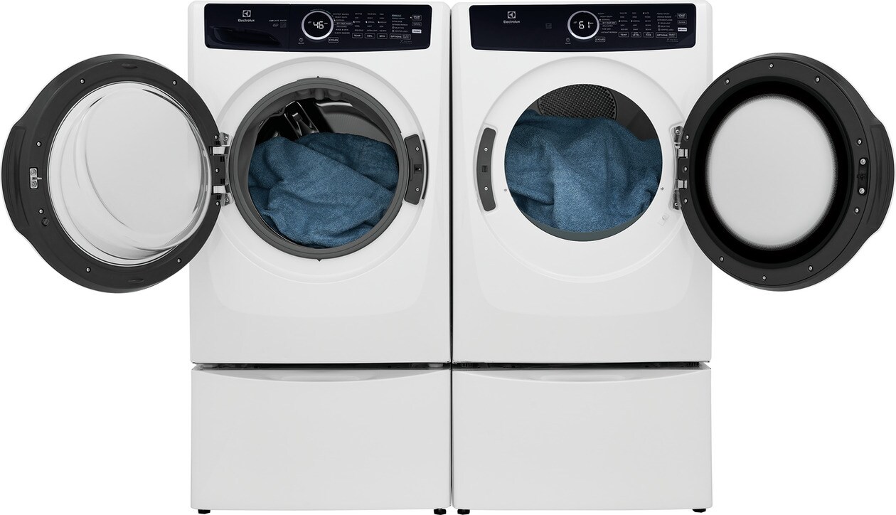 Secadora a gas con ciclo de vapor apilable de 8 pies cúbicos Electrolux (blanca) con certificación ENERGY STAR ELFG7437AW