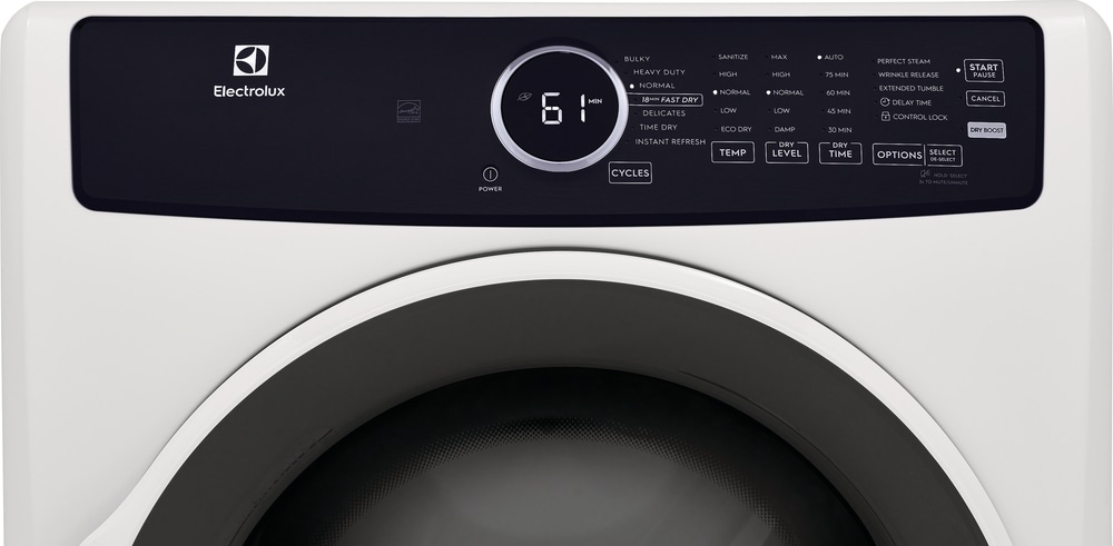 Secadora a gas con ciclo de vapor apilable de 8 pies cúbicos Electrolux (blanca) con certificación ENERGY STAR ELFG7437AW