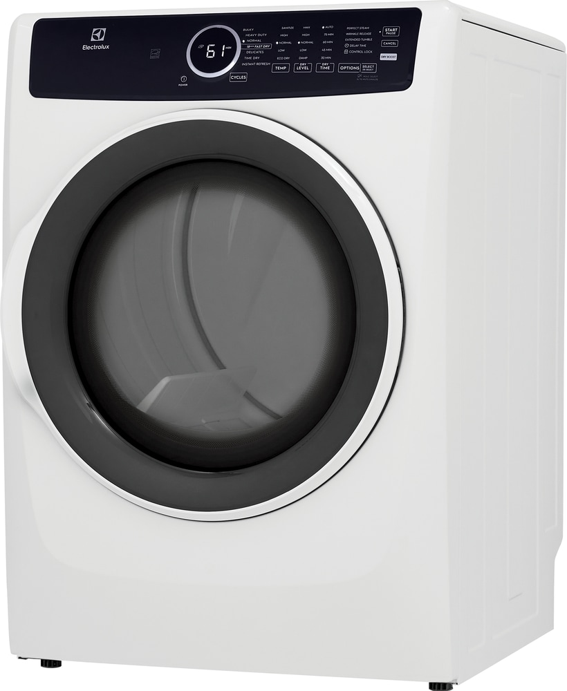 Secadora a gas con ciclo de vapor apilable de 8 pies cúbicos Electrolux (blanca) con certificación ENERGY STAR ELFG7437AW