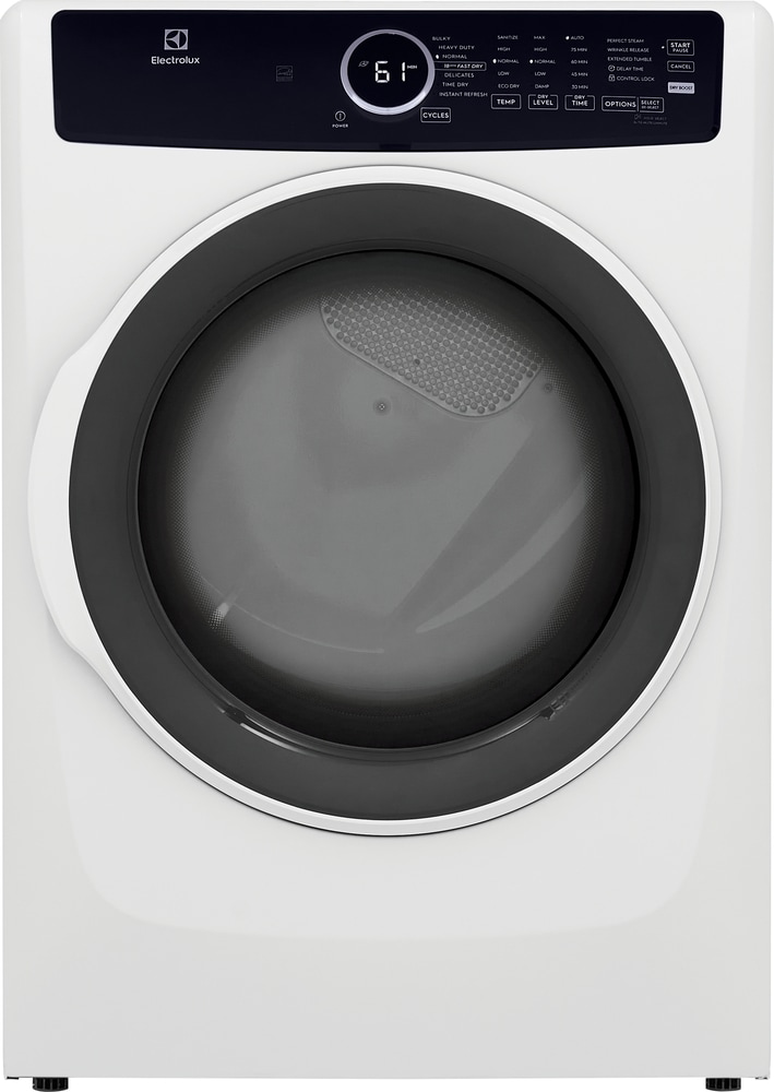 Secadora a gas con ciclo de vapor apilable de 8 pies cúbicos Electrolux (blanca) con certificación ENERGY STAR ELFG7437AW