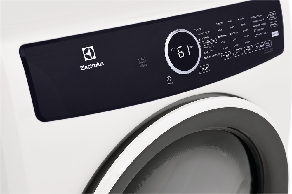 Secadora a gas con ciclo de vapor apilable de 8 pies cúbicos Electrolux (blanca) con certificación ENERGY STAR ELFG7437AW
