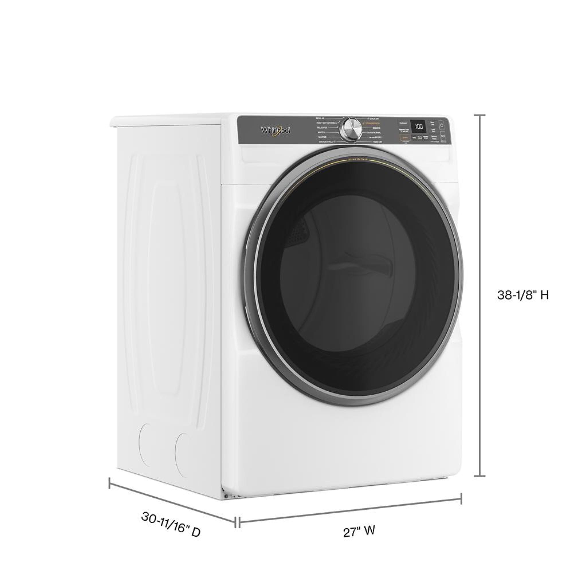 Secadora de gas apilable compatible con vapor de 7.4 pies cúbicos de Whirlpool (Blanca)