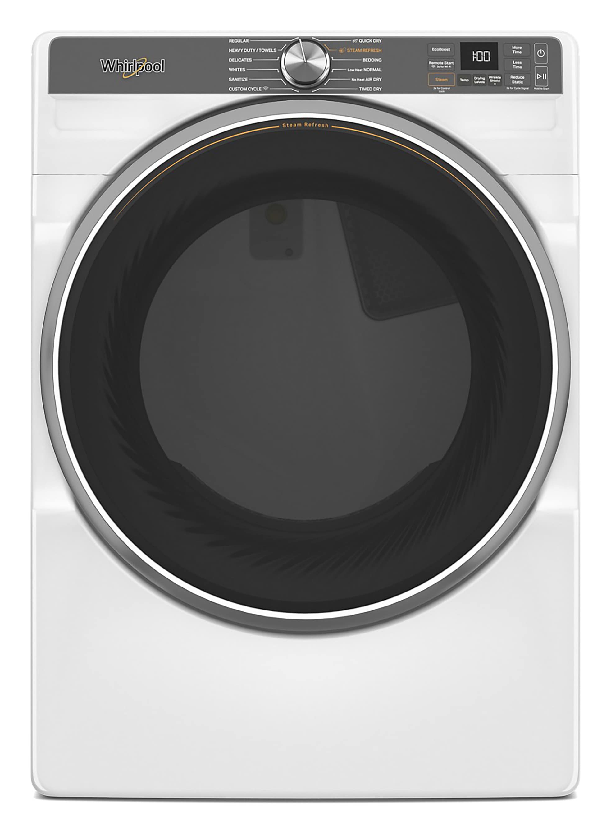 Secadora de gas apilable compatible con vapor de 7.4 pies cúbicos de Whirlpool (Blanca)