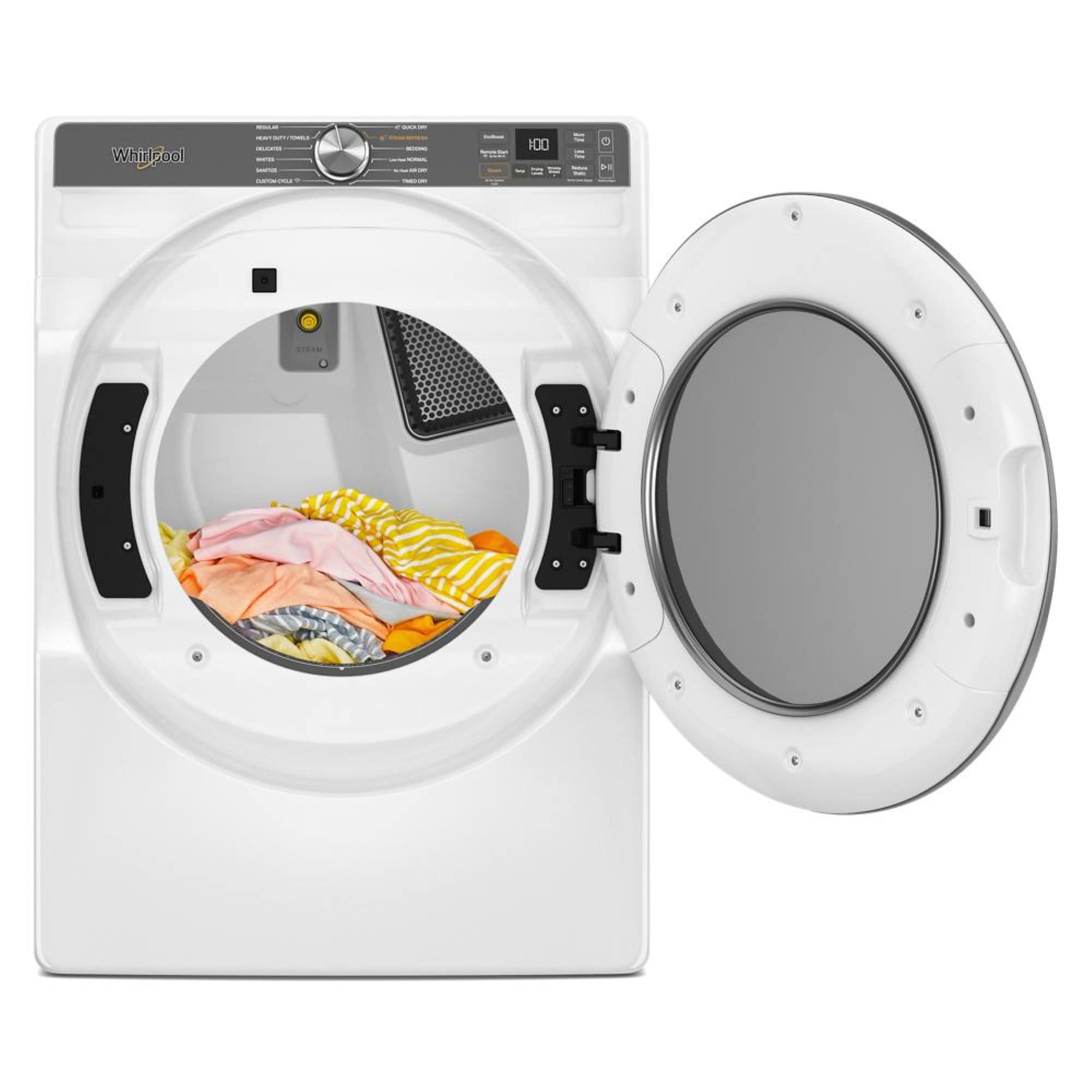 Secadora de gas apilable compatible con vapor de 7.4 pies cúbicos de Whirlpool (Blanca)