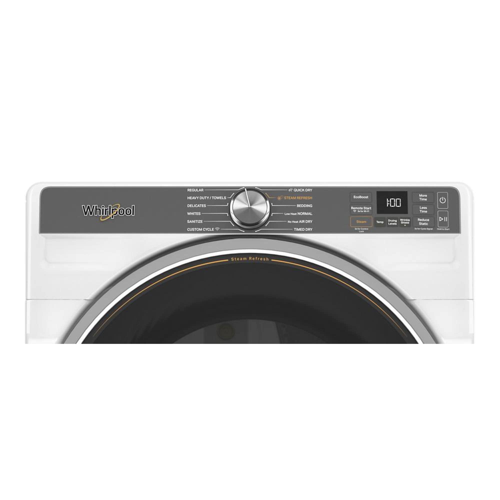 Secadora de gas apilable compatible con vapor de 7.4 pies cúbicos de Whirlpool (Blanca)