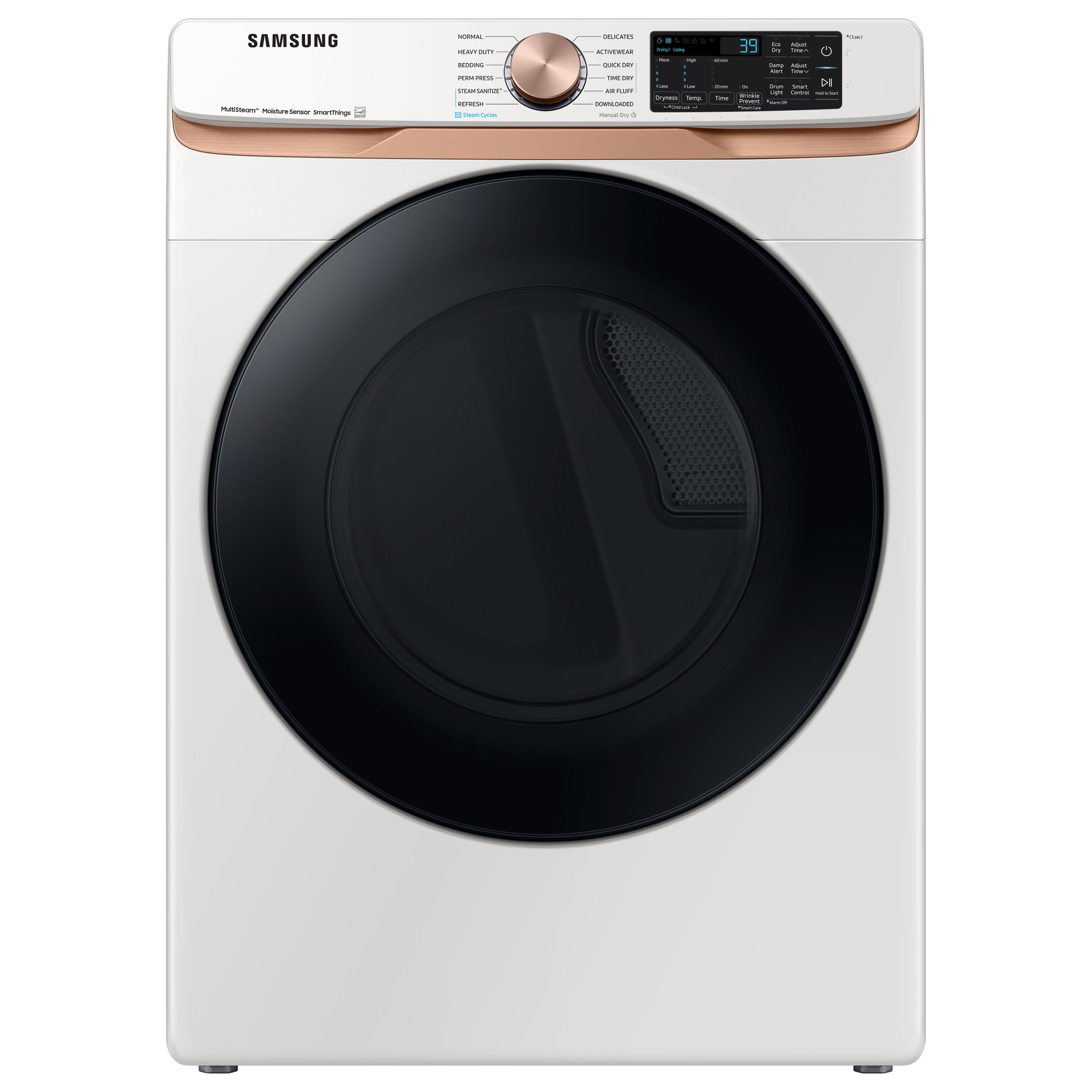 Secadora eléctrica apilable con ciclo de vapor de 7.5 pies cúbicos (Marfil) Certificado Energy Star DVE50BG8300E de Samsung