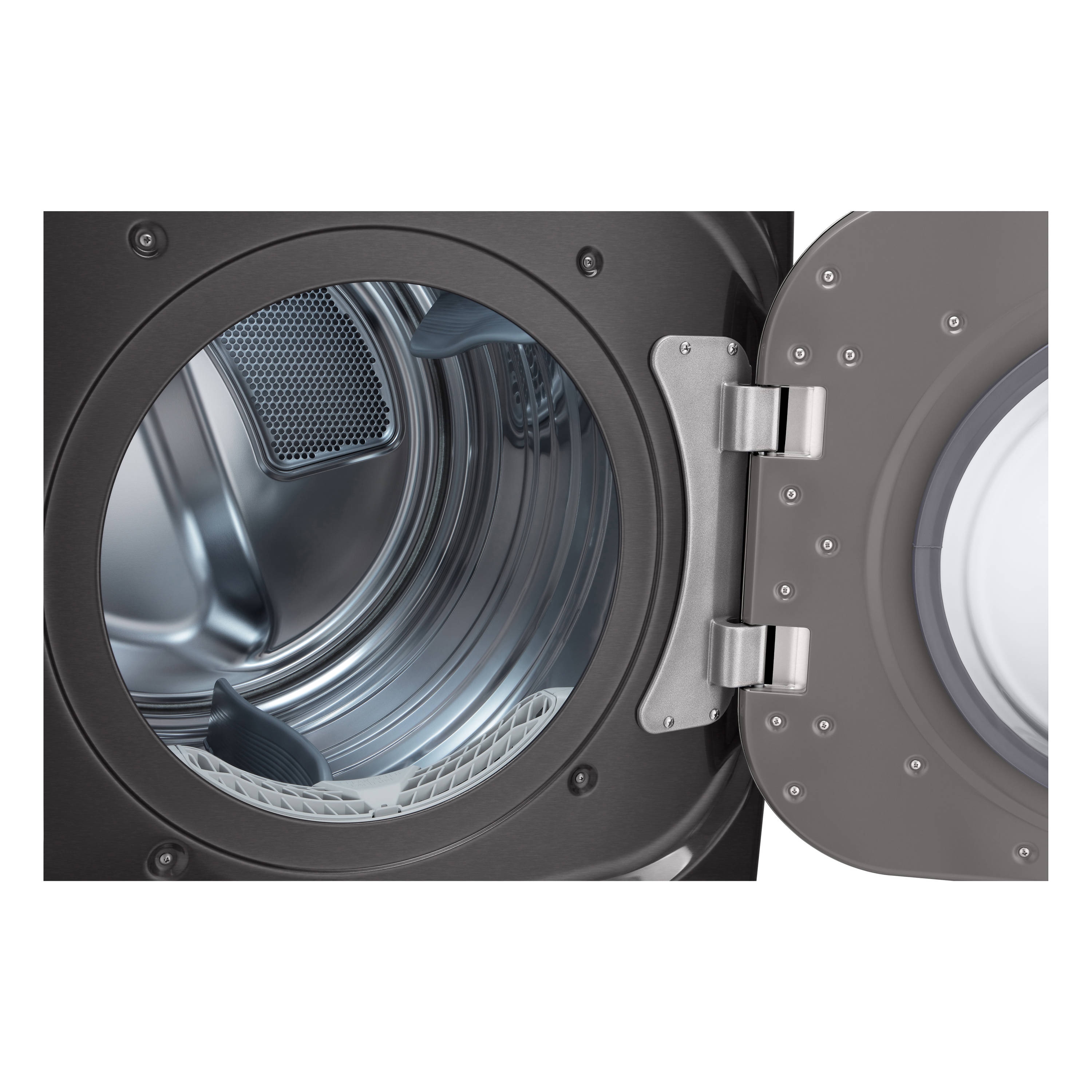 Secadora eléctrica ventila apilable con ciclo de vapor TurboSteam de 9 pies cúbicos en acero negro con certificación Energy Star DLEX8900B de LG