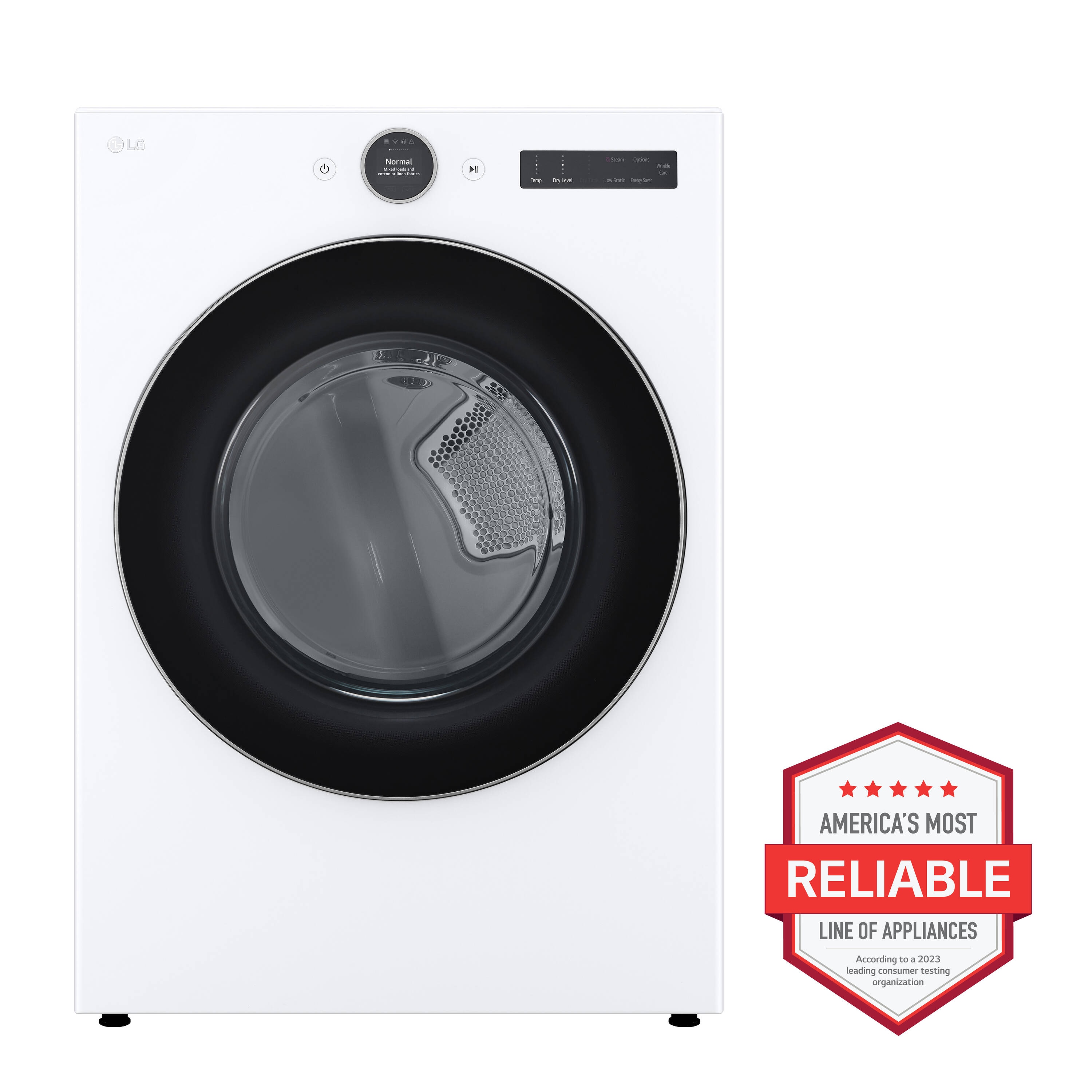 Secadora Eléctrica de Vapor Apilable con Ciclo TurboSteam de 7.4 pies cúbicos (Blanca) Certificada por Energy Star DLEX5500W de LG.
