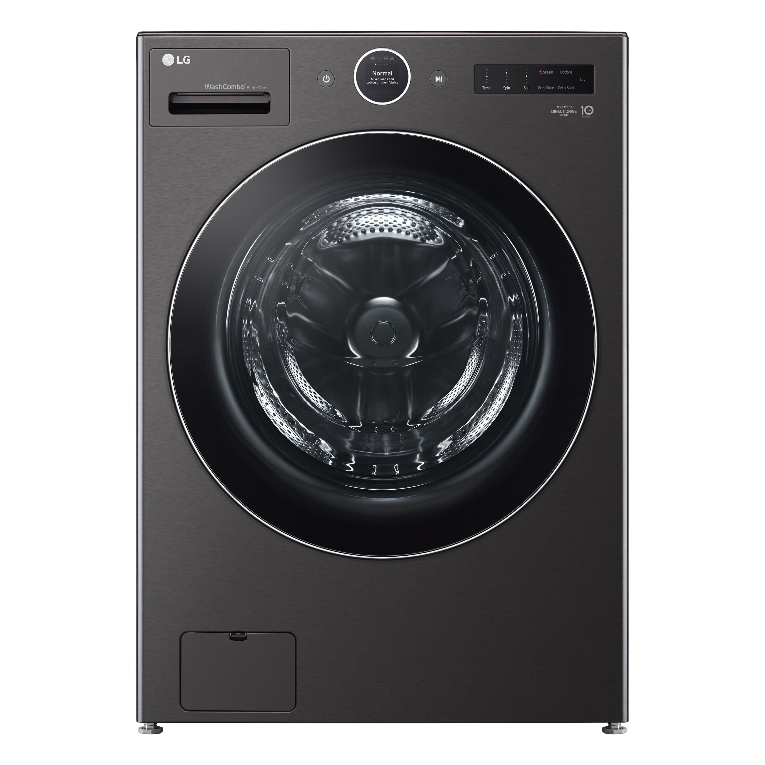 Combo Lavadora Secadora sin ventilación de acero negro de 5 pies cúbicos con TurboLavado360 de LG (Certificación ENERGY STAR) WM6998HBA