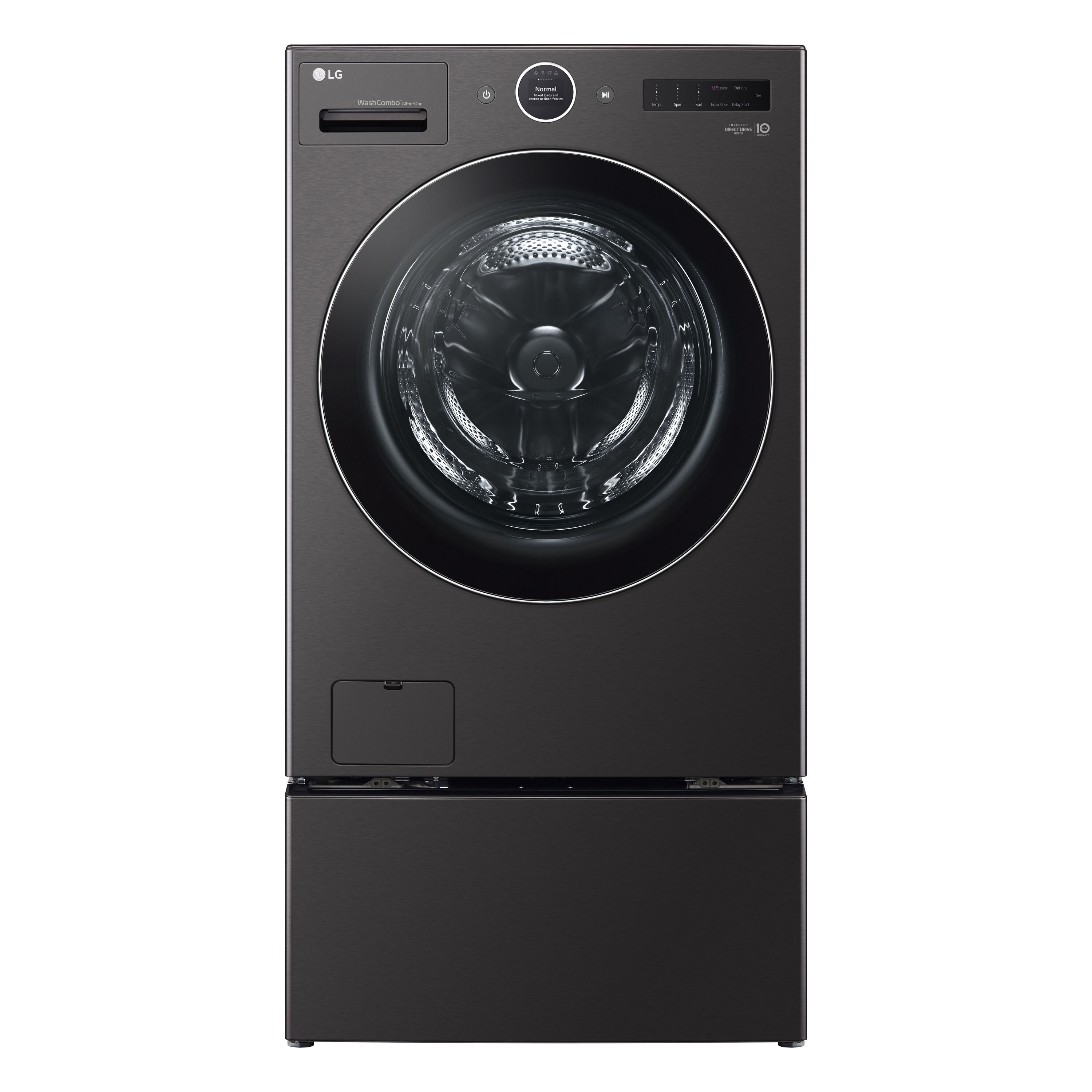 Combo Lavadora Secadora sin ventilación de acero negro de 5 pies cúbicos con TurboLavado360 de LG (Certificación ENERGY STAR) WM6998HBA