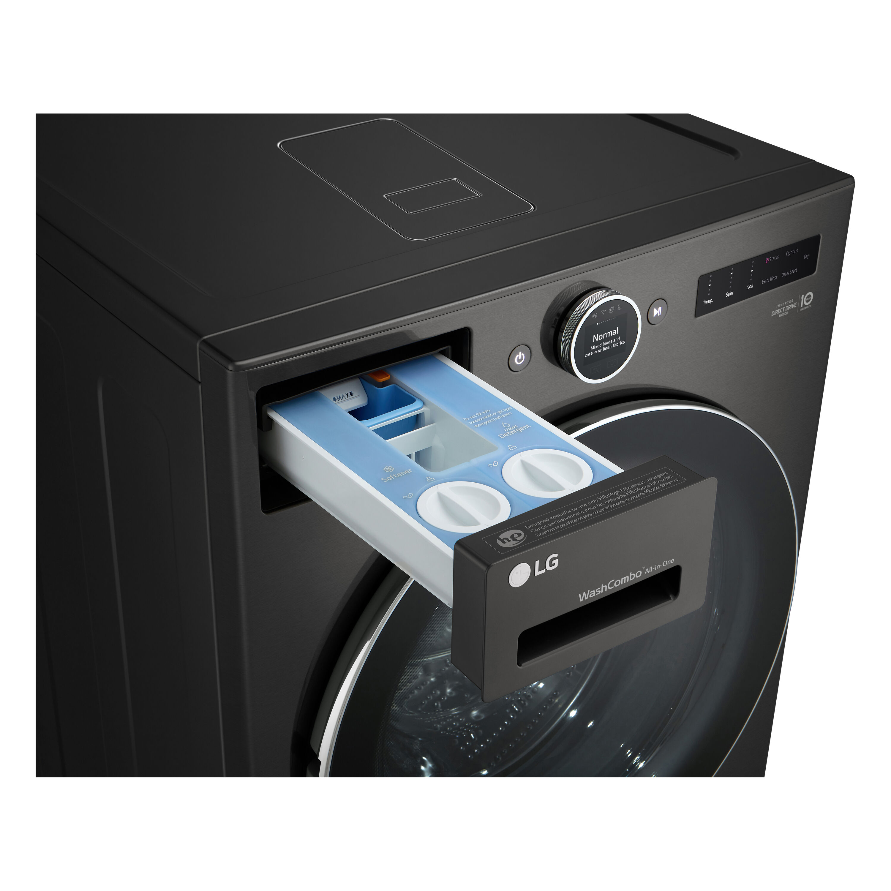 Combo Lavadora Secadora sin ventilación de acero negro de 5 pies cúbicos con TurboLavado360 de LG (Certificación ENERGY STAR) WM6998HBA