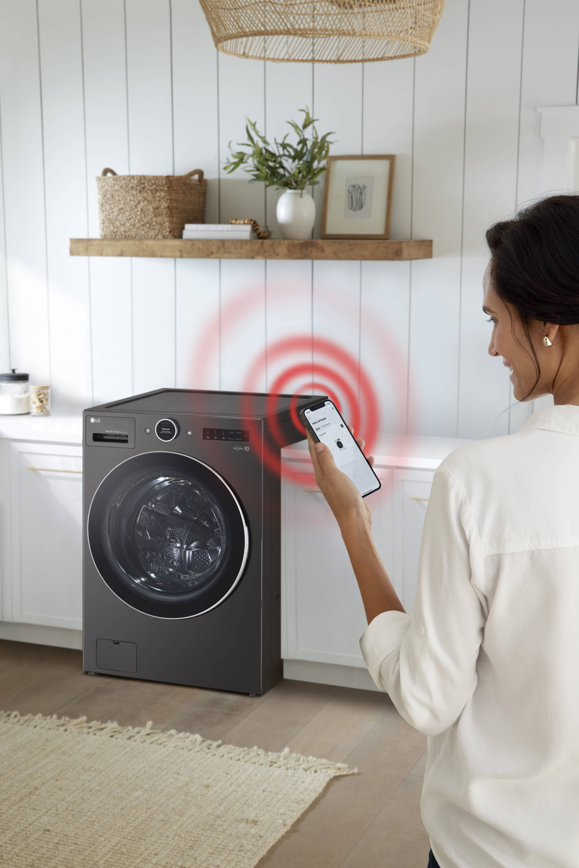 Combo Lavadora Secadora sin ventilación de acero negro de 5 pies cúbicos con TurboLavado360 de LG (Certificación ENERGY STAR) WM6998HBA