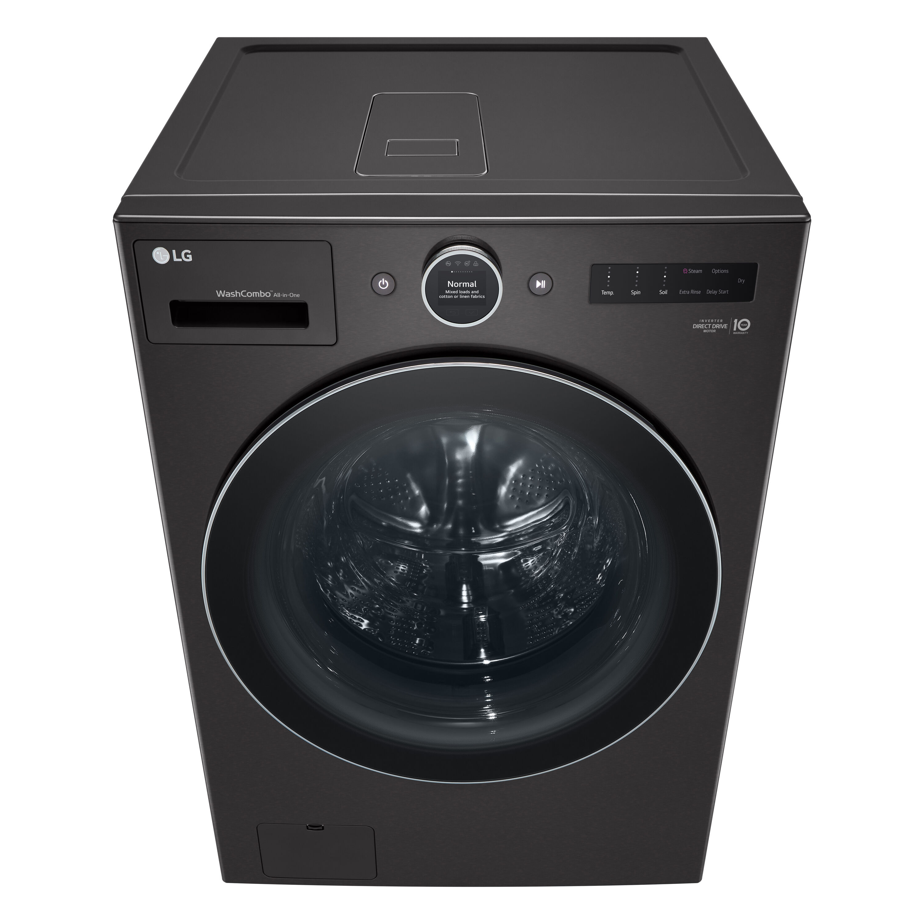 Combo Lavadora Secadora sin ventilación de acero negro de 5 pies cúbicos con TurboLavado360 de LG (Certificación ENERGY STAR) WM6998HBA