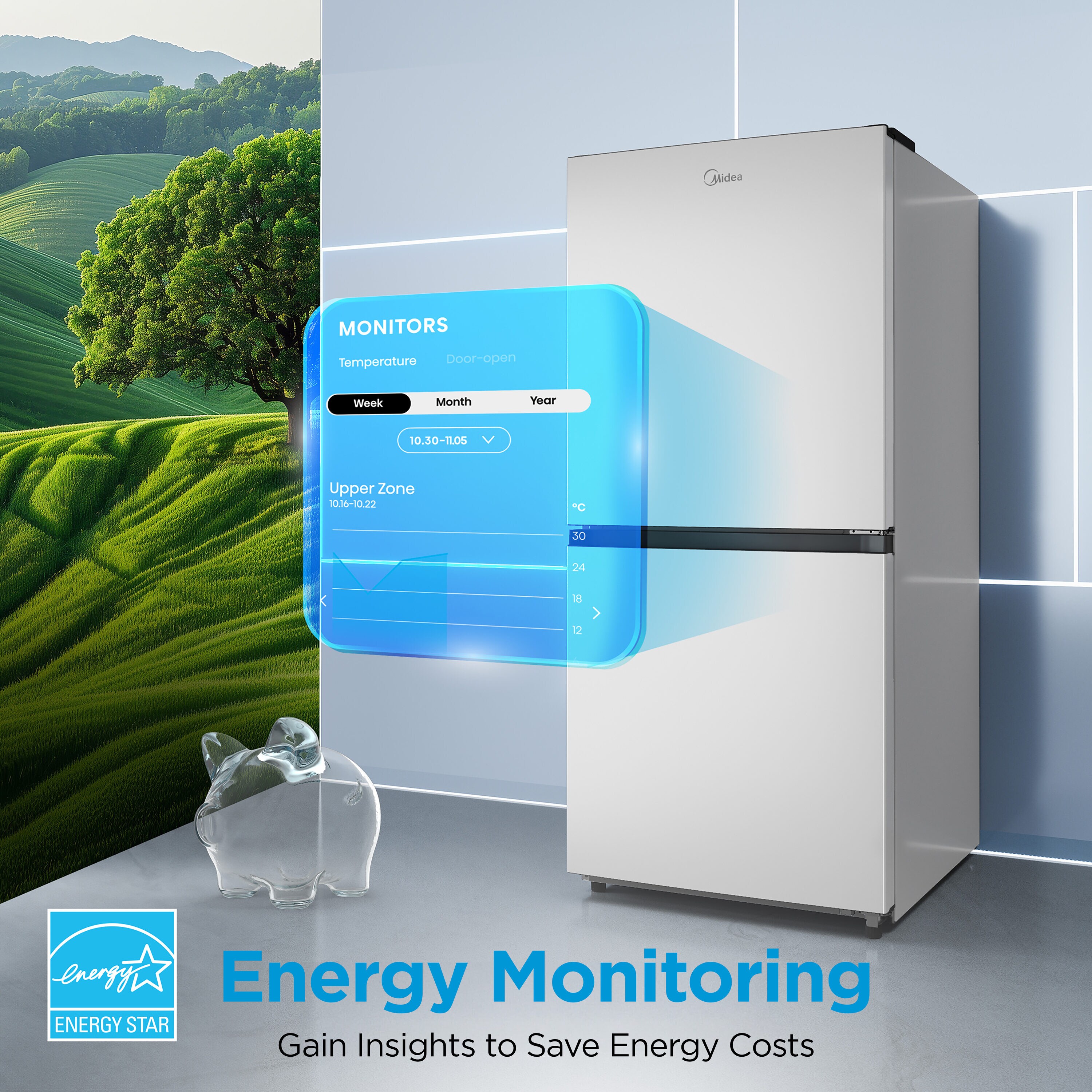 Congelador/Refrigerador Vertical Convertible Midea 50/50 Flex de 20 pies cúbicos para Garage, listo para garage, sin escarcha (Blanco) Certificado ENERGY STAR MRU21C7BWW