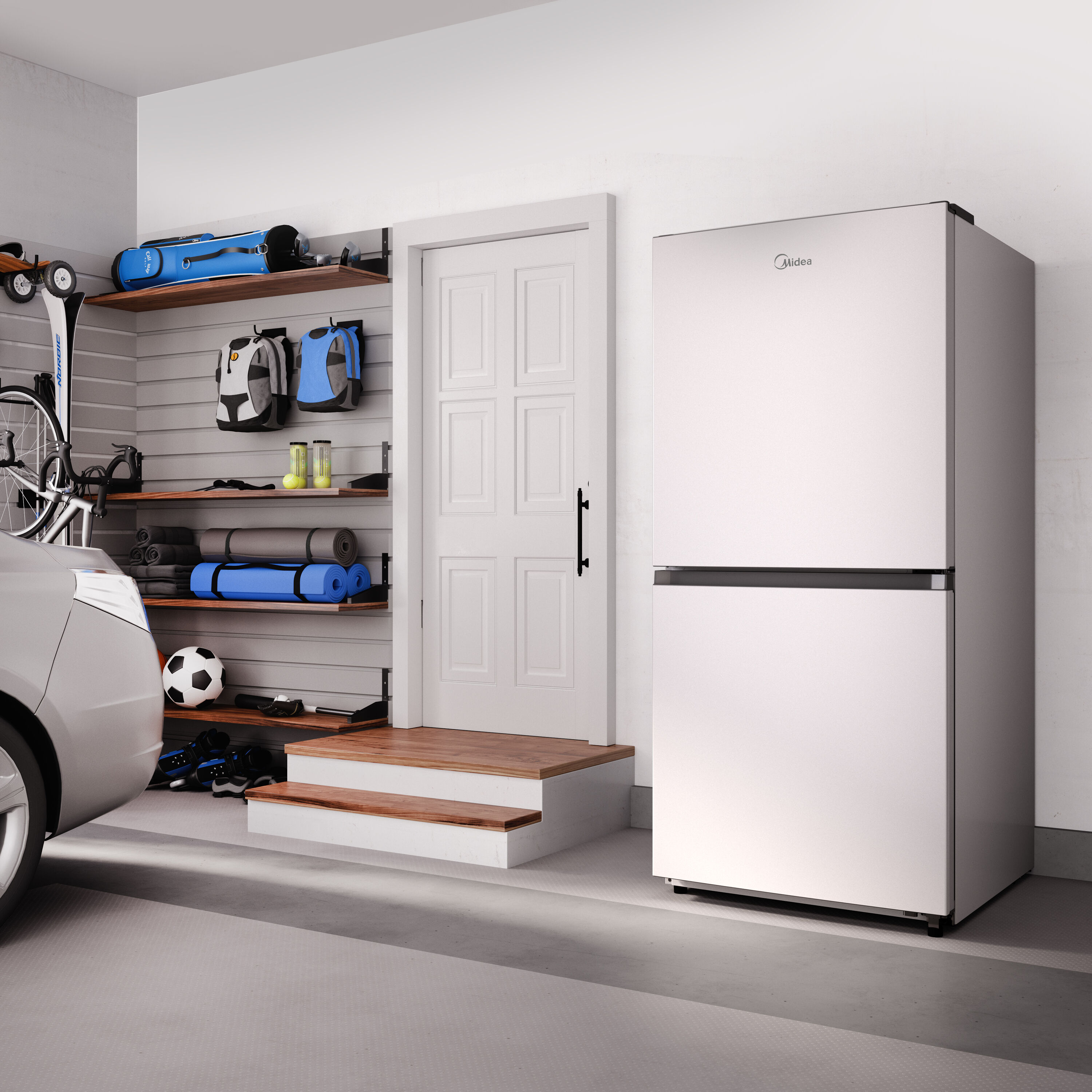 Congelador/Refrigerador Vertical Convertible Midea 50/50 Flex de 20 pies cúbicos para Garage, listo para garage, sin escarcha (Blanco) Certificado ENERGY STAR MRU21C7BWW