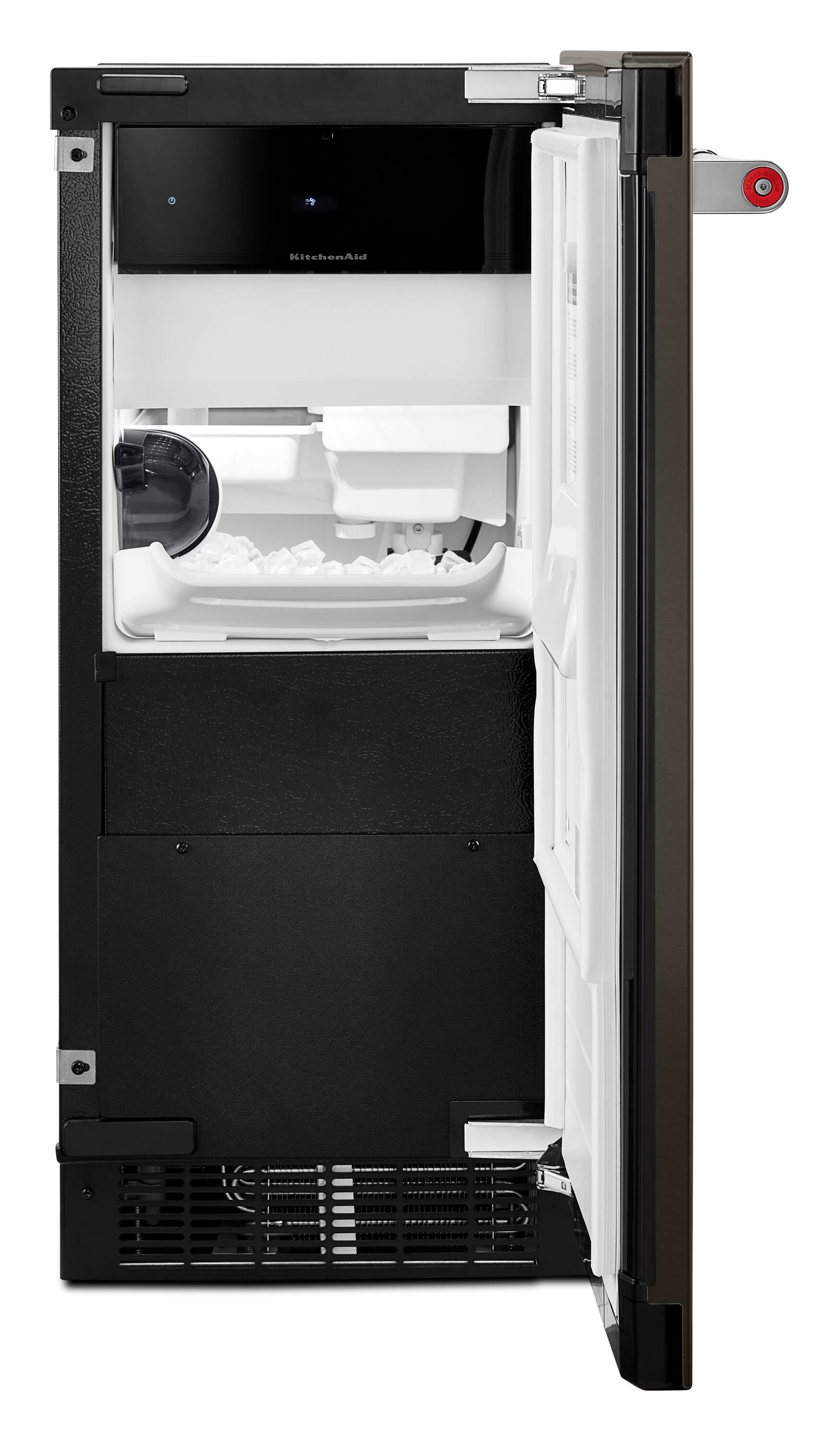 Máquina de hielo empotrada de cubos de 22.8 libras al día de KitchenAid (Negro Acero Inoxidable con acabado PRINTSHIELD) KUIX535HBS