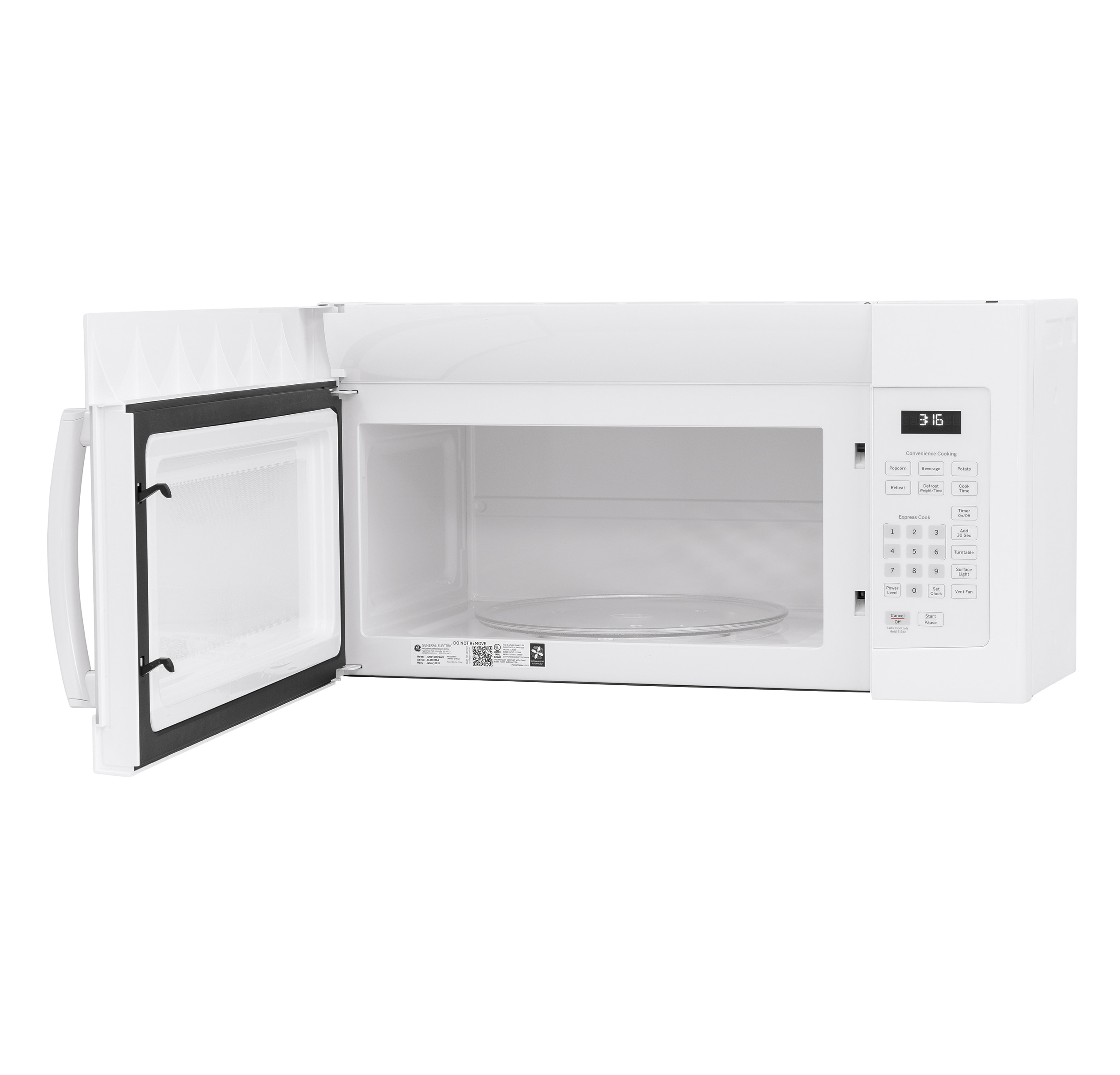 Microondas de 1.6 pies cúbicos sobre la estufa de 29.875 pulgadas (blanco)