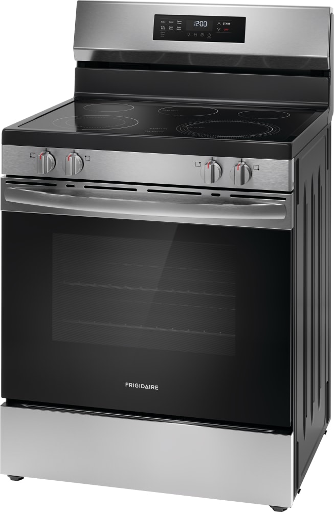 Estufa eléctrica independiente de 5 quemadores de vidrio de 30 pulgadas de acero inoxidable resistente a las huellas dactilares de 5.3 pies cúbicos de Frigidaire