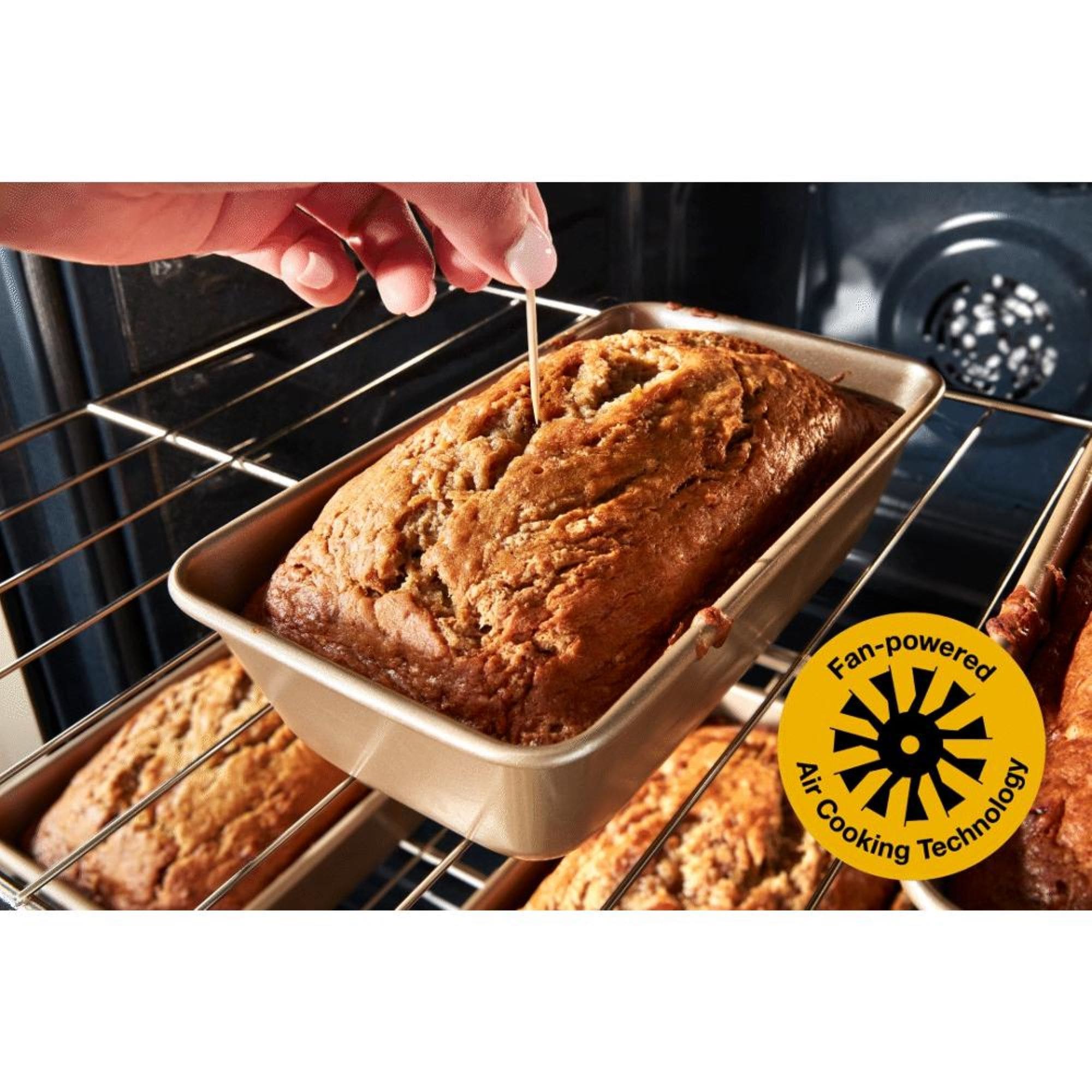 Tecnología de cocción al aire de Whirlpool, Estufa eléctrica independiente de 30 pulgadas con cubierta de vidrio, 5 quemadores, horno de convección de aire caliente de 5.3 pies cúbicos y freidora de aire (Negra) WFES5030RB