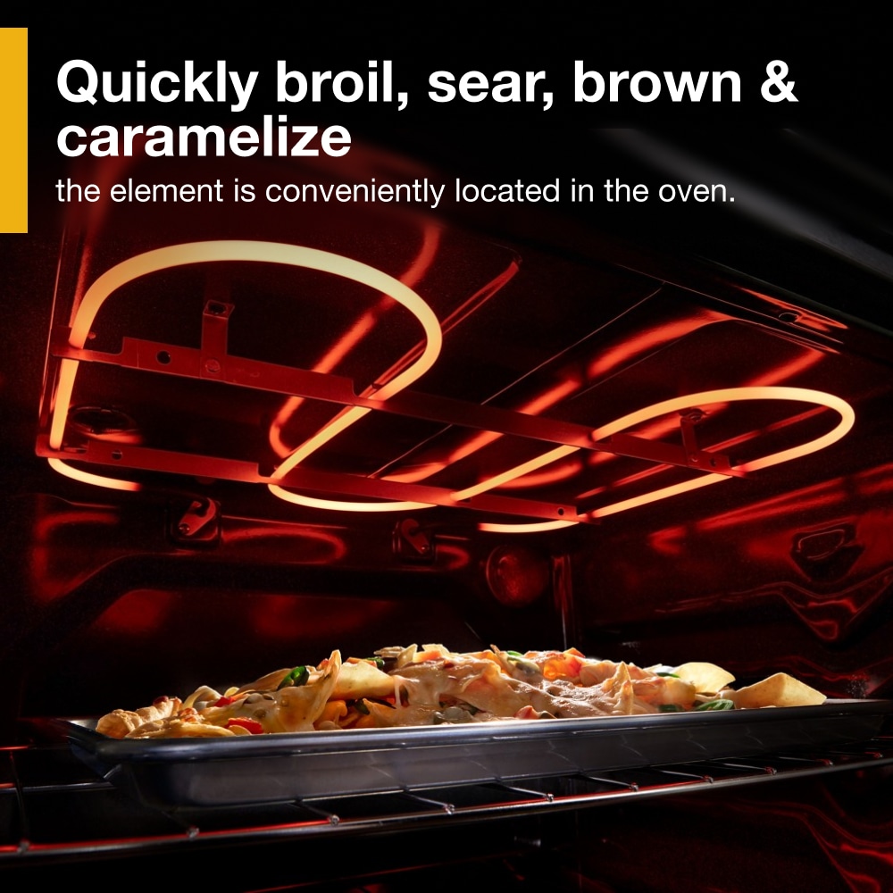 Estufa eléctrica independiente de 5 quemadores y 5.3 pies cúbicos con cubierta de vidrio de 30 pulgadas de Whirlpool (negro acero inoxidable) WFES3330RV