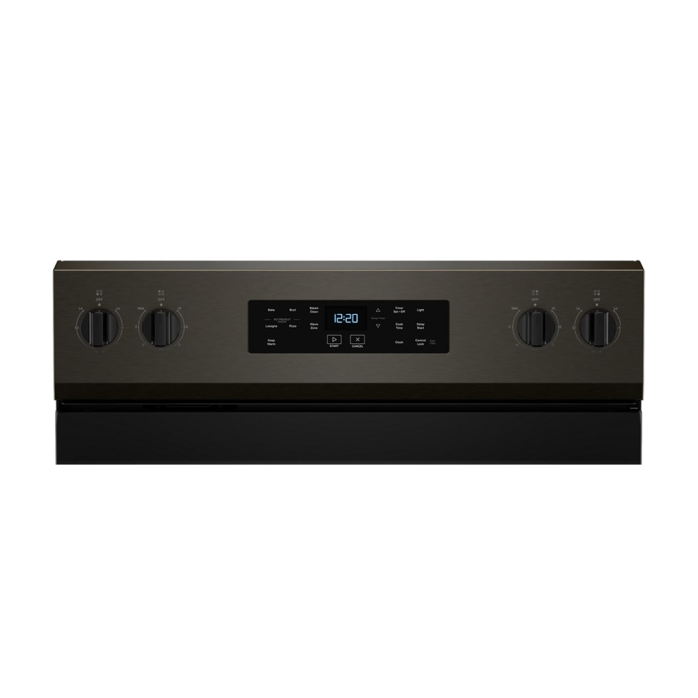 Estufa eléctrica independiente de 5 quemadores y 5.3 pies cúbicos con cubierta de vidrio de 30 pulgadas de Whirlpool (negro acero inoxidable) WFES3330RV