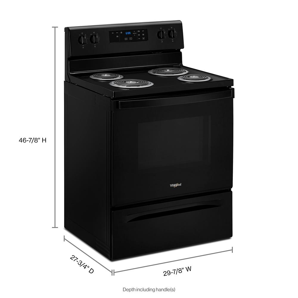 Parrilla eléctrica independiente de 30 pulgadas con 4 quemadores y 4.8 pies cúbicos en color negro