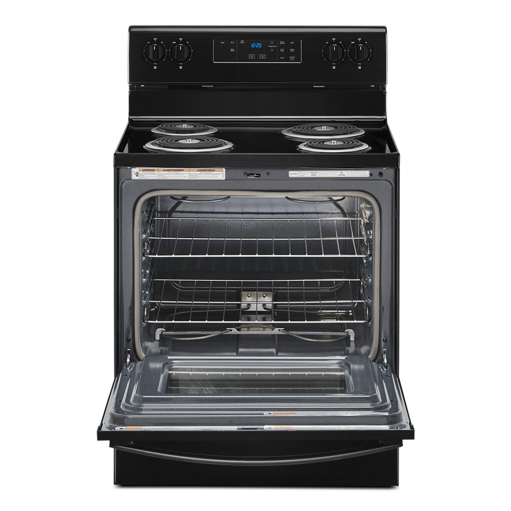 Parrilla eléctrica independiente de 30 pulgadas con 4 quemadores y 4.8 pies cúbicos en color negro