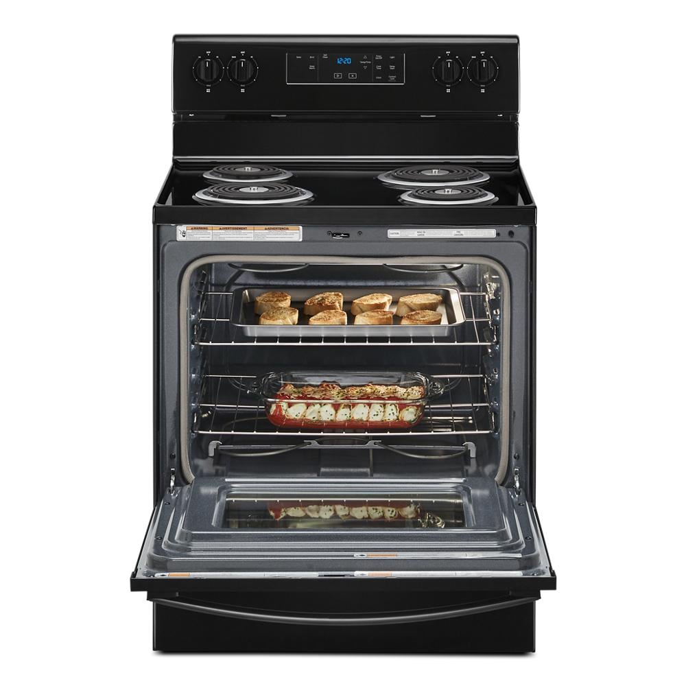 Parrilla eléctrica independiente de 30 pulgadas con 4 quemadores y 4.8 pies cúbicos en color negro
