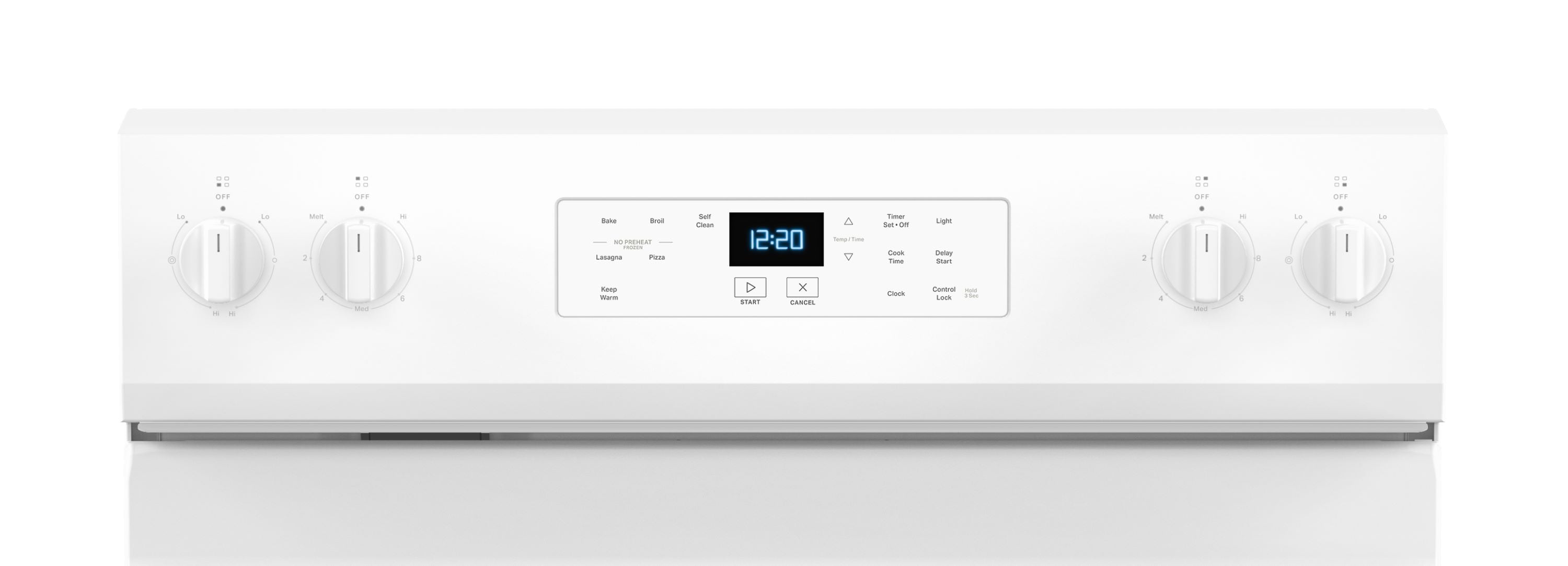 Estufa eléctrica independiente de 30 pulgadas con tapa de cristal y 4 quemadores en color blanco de 5.3 pies cúbicos de Whirlpool (WFES3530RW)