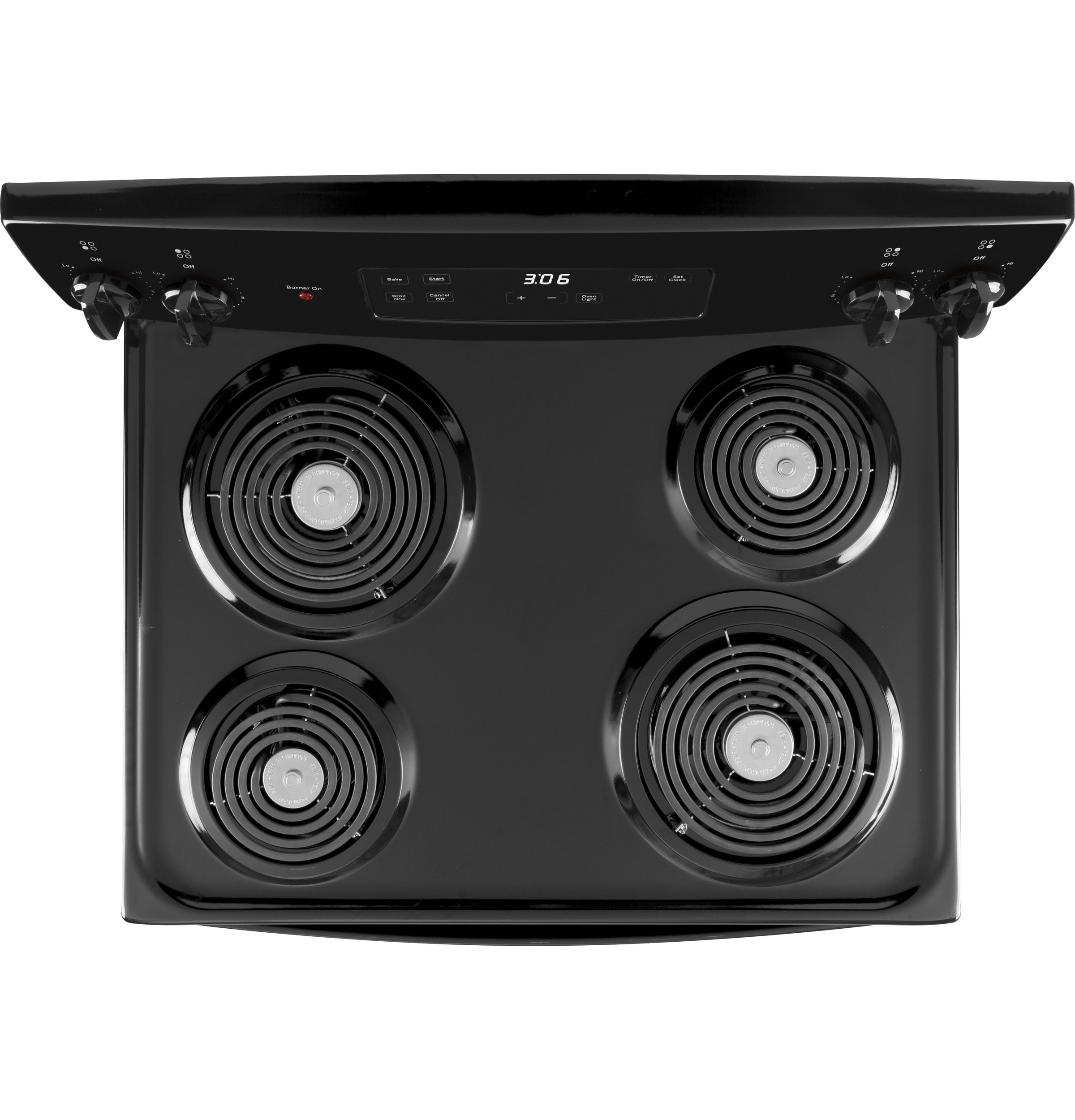 Estufa eléctrica independiente de 30 pulgadas con 4 quemadores y 5.0 pies cúbicos (Negra) JBS360DMBB