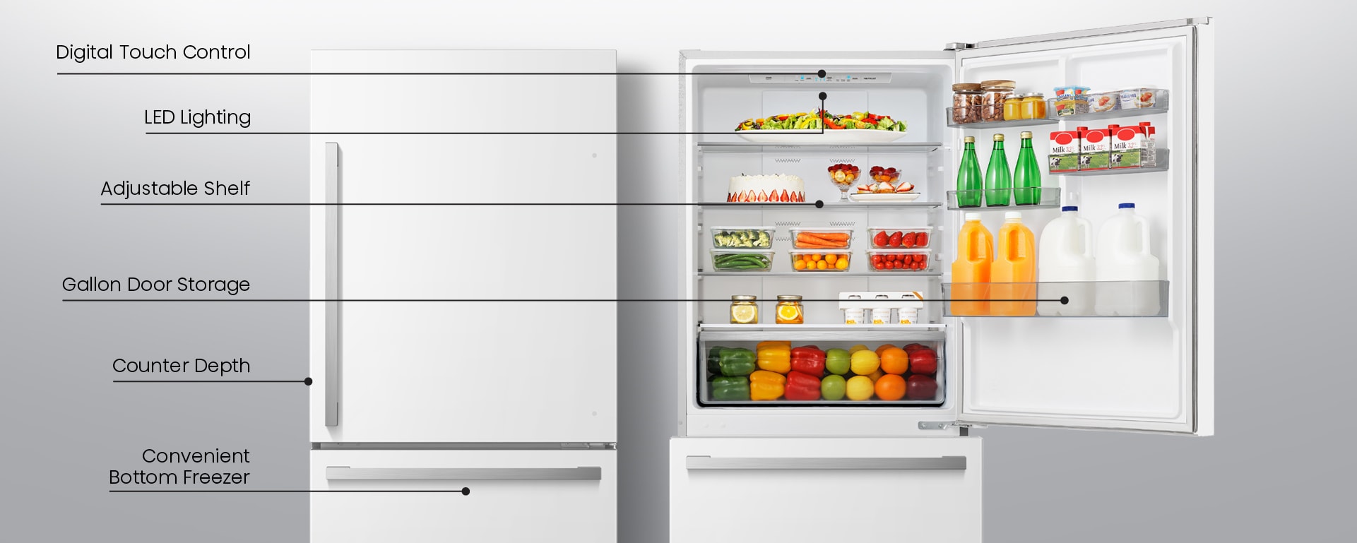 Refrigerador Hisense de 17.2 pies cúbicos de Profundidad de Mostrador con Congelador Inferior en color Blanco (Certificado ENERGY STAR) HRB171N6AWE
