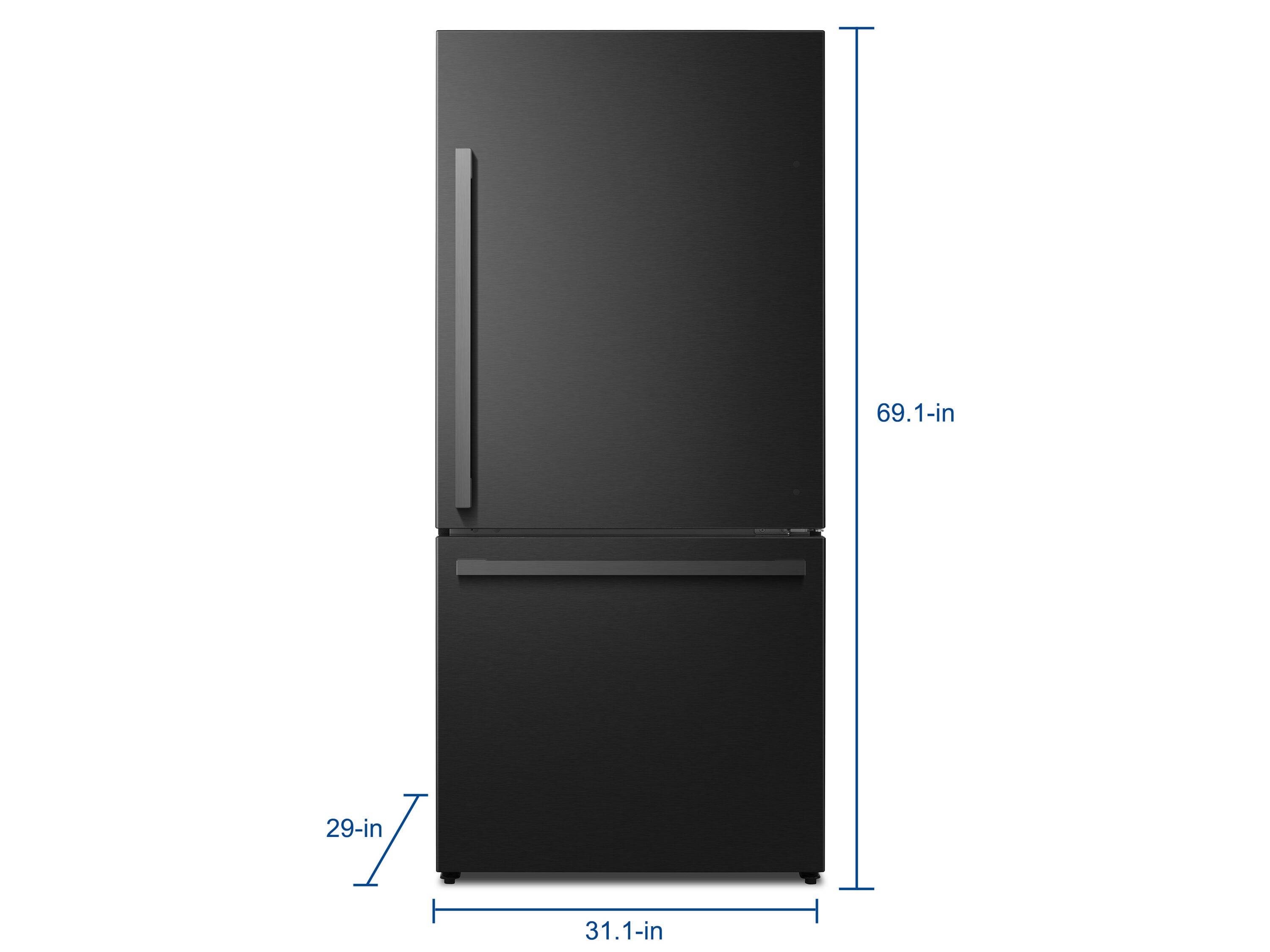 Refrigerador de Profundidad de Mostrador Hisense de 17.2 pies cúbicos con congelador inferior en acero negro metálico - Certificado ENERGY STAR HRB171N6ABE