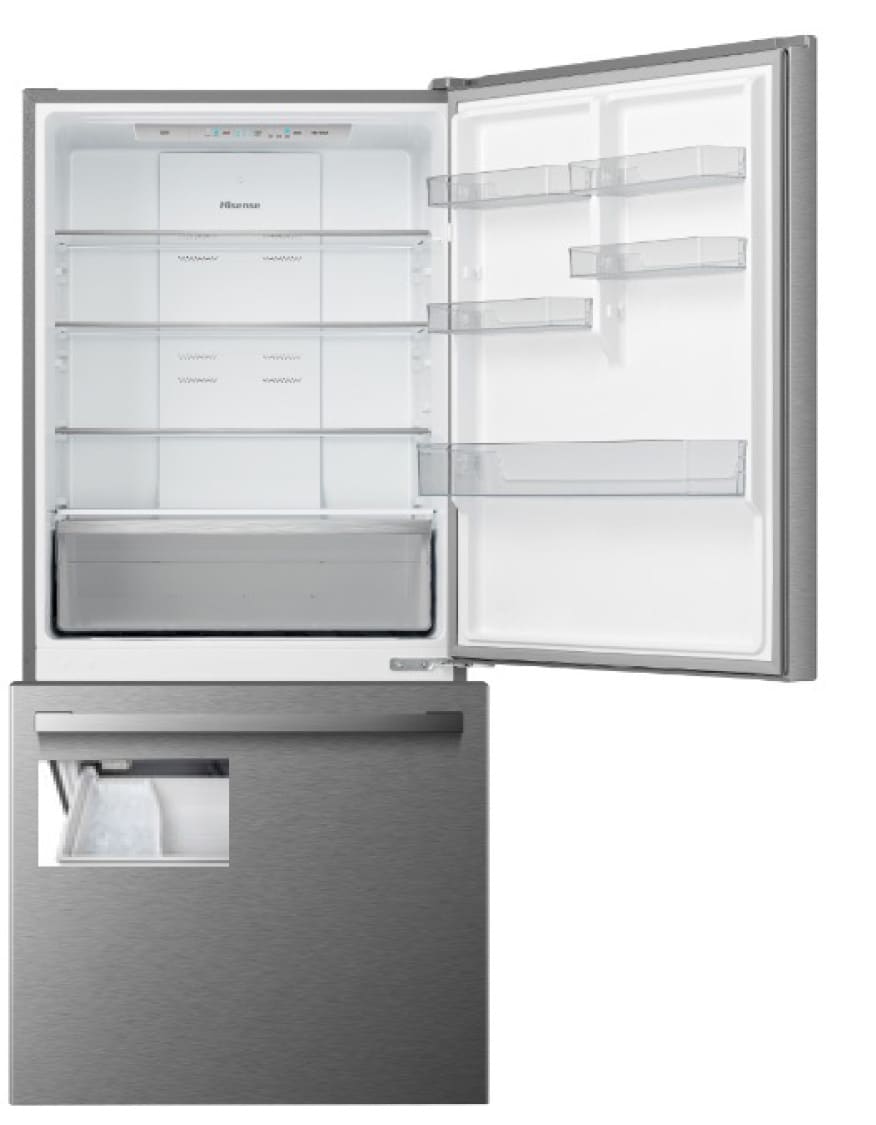Refrigerador Hisense de 17.2 pies cúbicos con congelador en la parte inferior y fabricador de hielo (Acero inoxidable resistente a huellas dactilares) Certificado ENERGY STAR HRB171N6BSE
