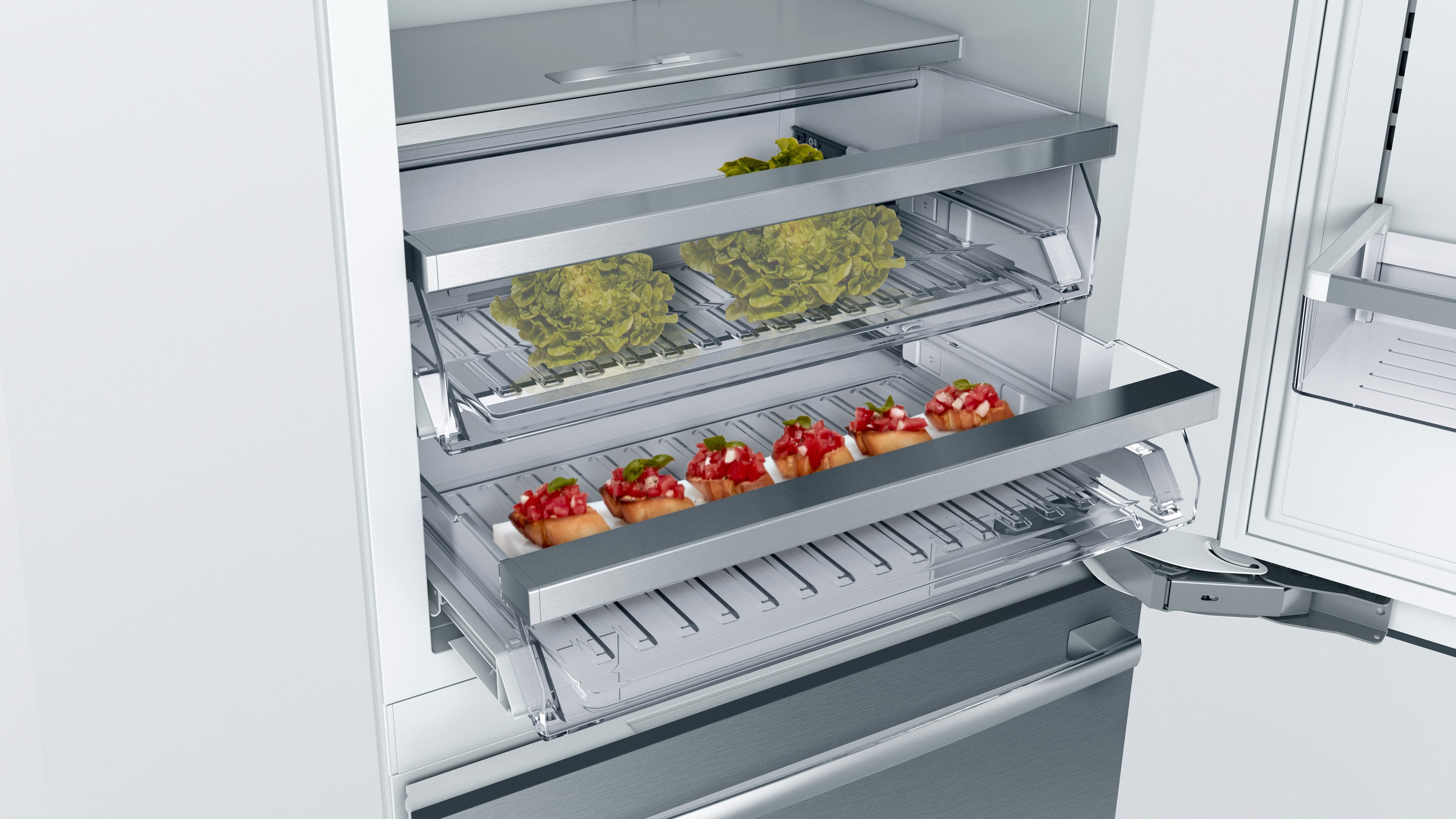 Refrigerador empotrado de fondo congelador de acero inoxidable de la Serie Bosch Benchmark de 16 pies cúbicos con máquina de hielo (Certificado ENERGY STAR) B30BB935SS