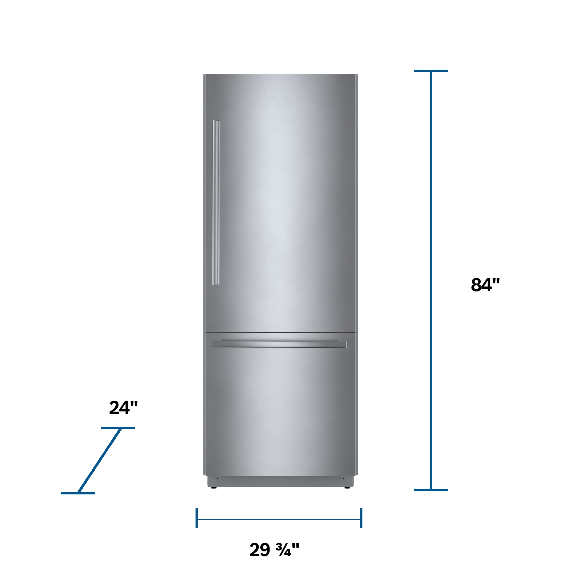 Refrigerador empotrado de fondo congelador de acero inoxidable de la Serie Bosch Benchmark de 16 pies cúbicos con máquina de hielo (Certificado ENERGY STAR) B30BB935SS