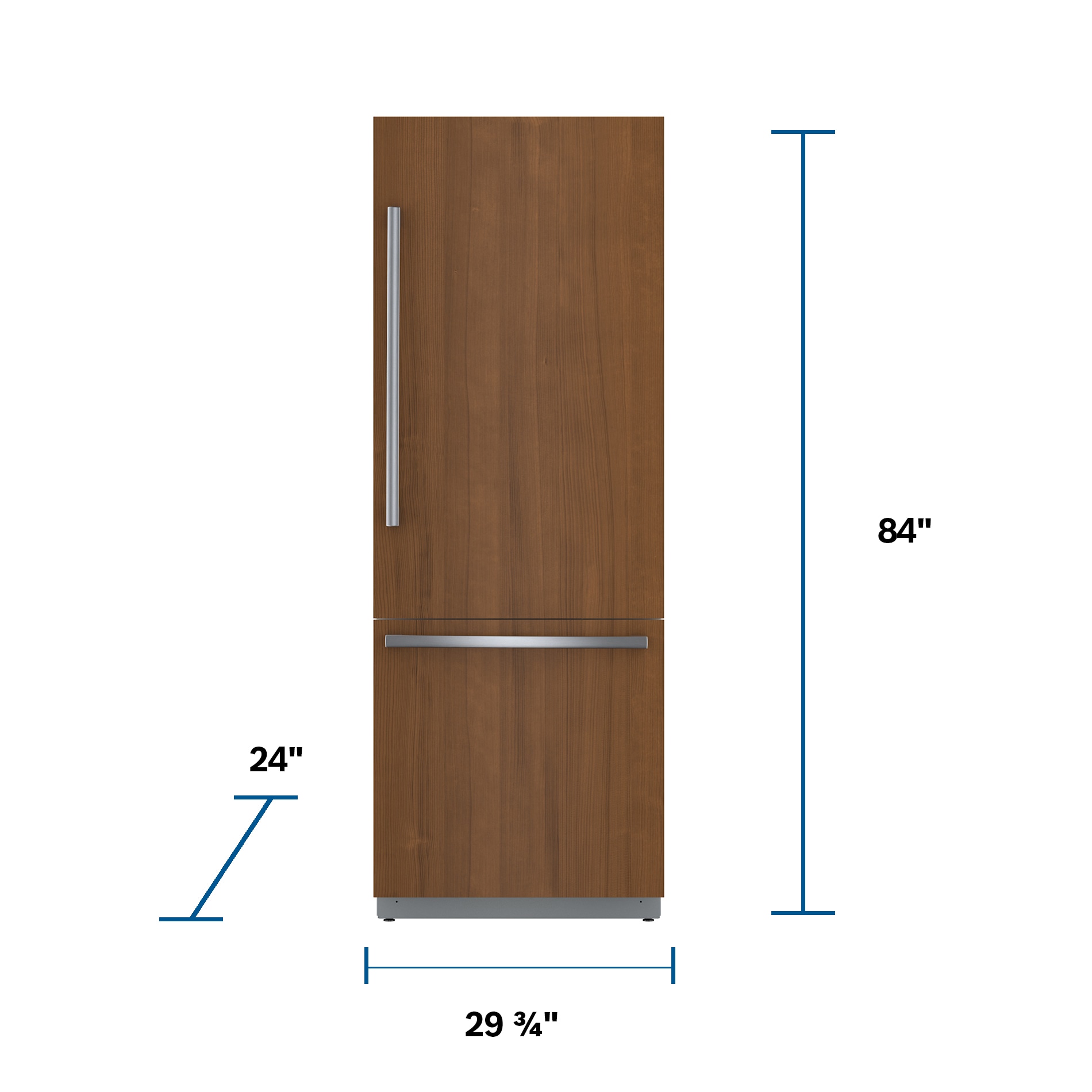 Refrigerador empotrado de profundidad de mostrador de 16 pies cúbicos de la serie Bosch Benchmark con congelador inferior y fabricador de hielo (Multi) certificado ENERGY STAR B30IB905SP