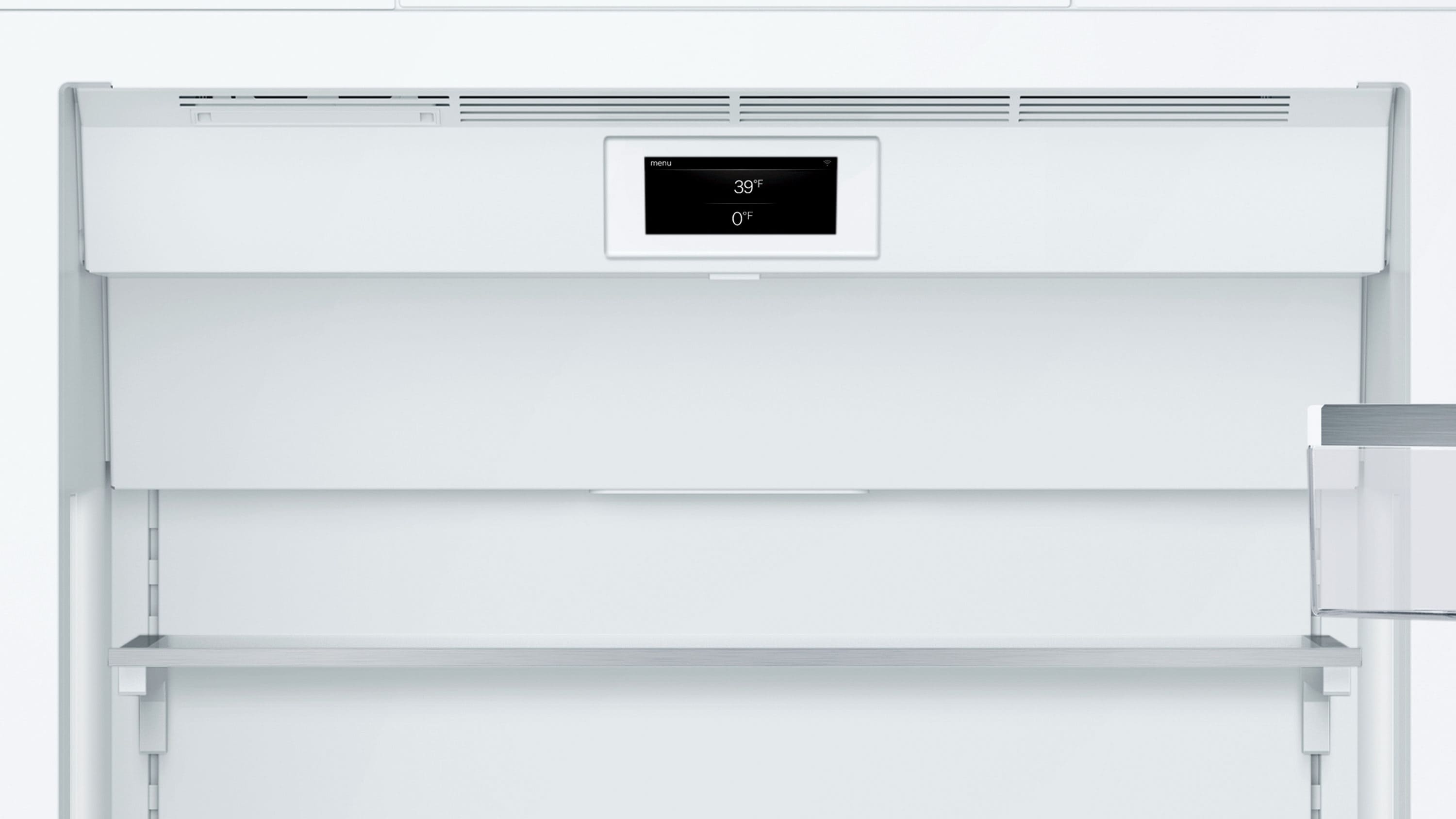 Refrigerador empotrado de profundidad de mostrador de 16 pies cúbicos de la serie Bosch Benchmark con congelador inferior y fabricador de hielo (Multi) certificado ENERGY STAR B30IB905SP
