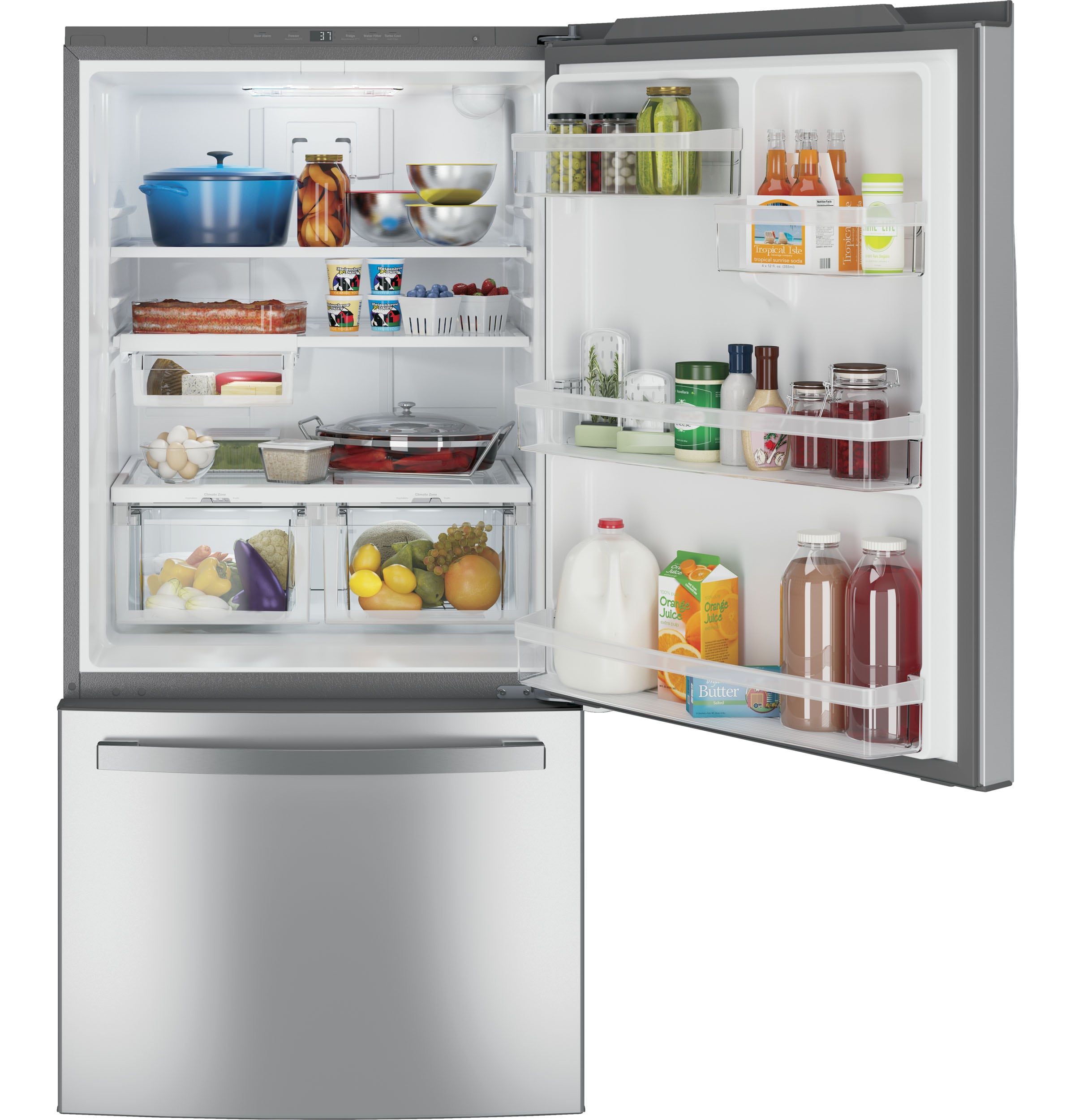 Refrigerador de fondo congelador estándar de 24.9 pies cúbicos con fábrica de hielo (acero inoxidable) certificado ENERGY STAR