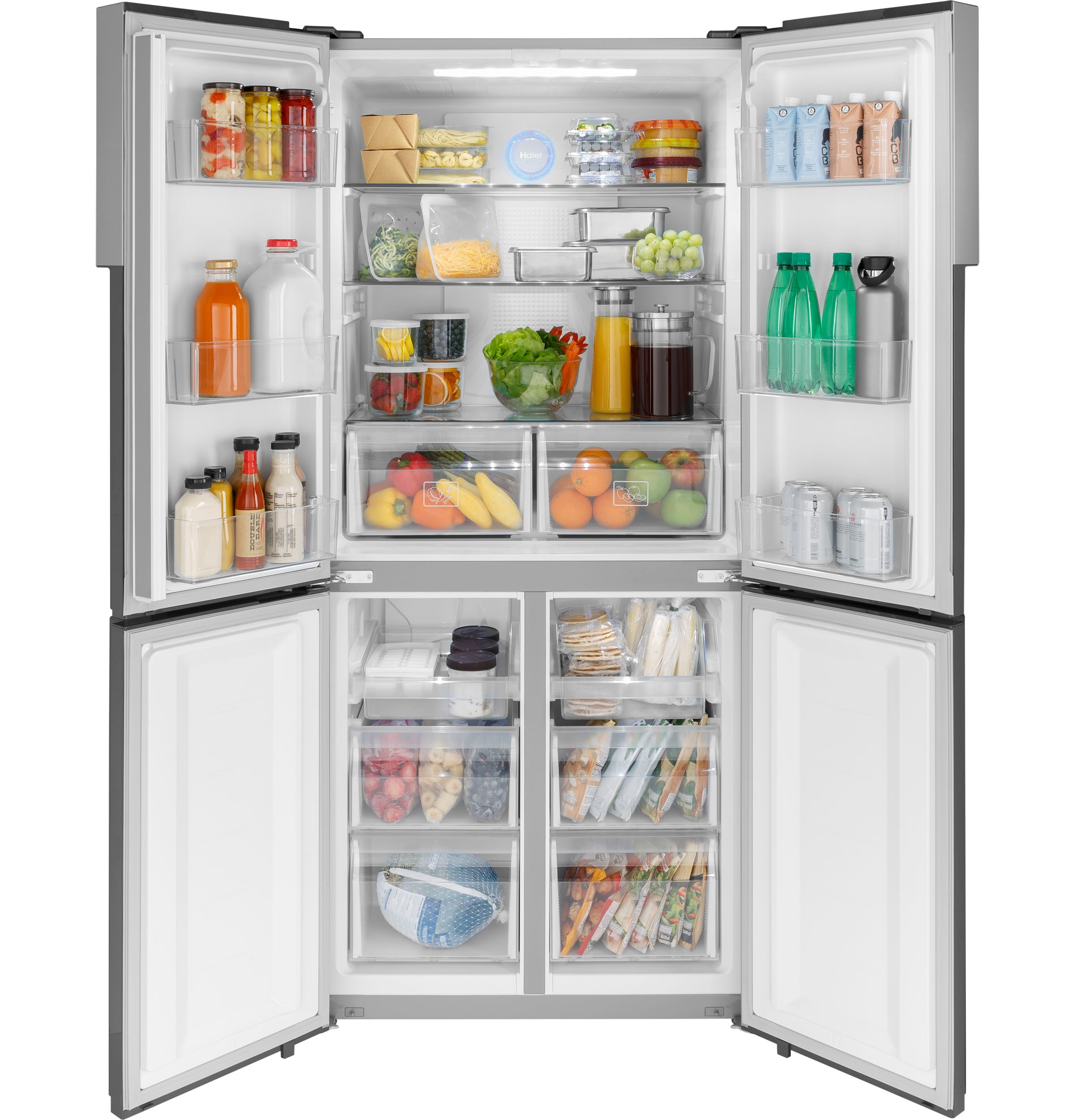 Refrigerador Haier de 16.8 pies cúbicos de profundidad de mostrador con congelador inferior y opción de fabricador de hielo (se vende por separado) (Acero inoxidable) Certificado ENERGY STAR QHE16HYPFS